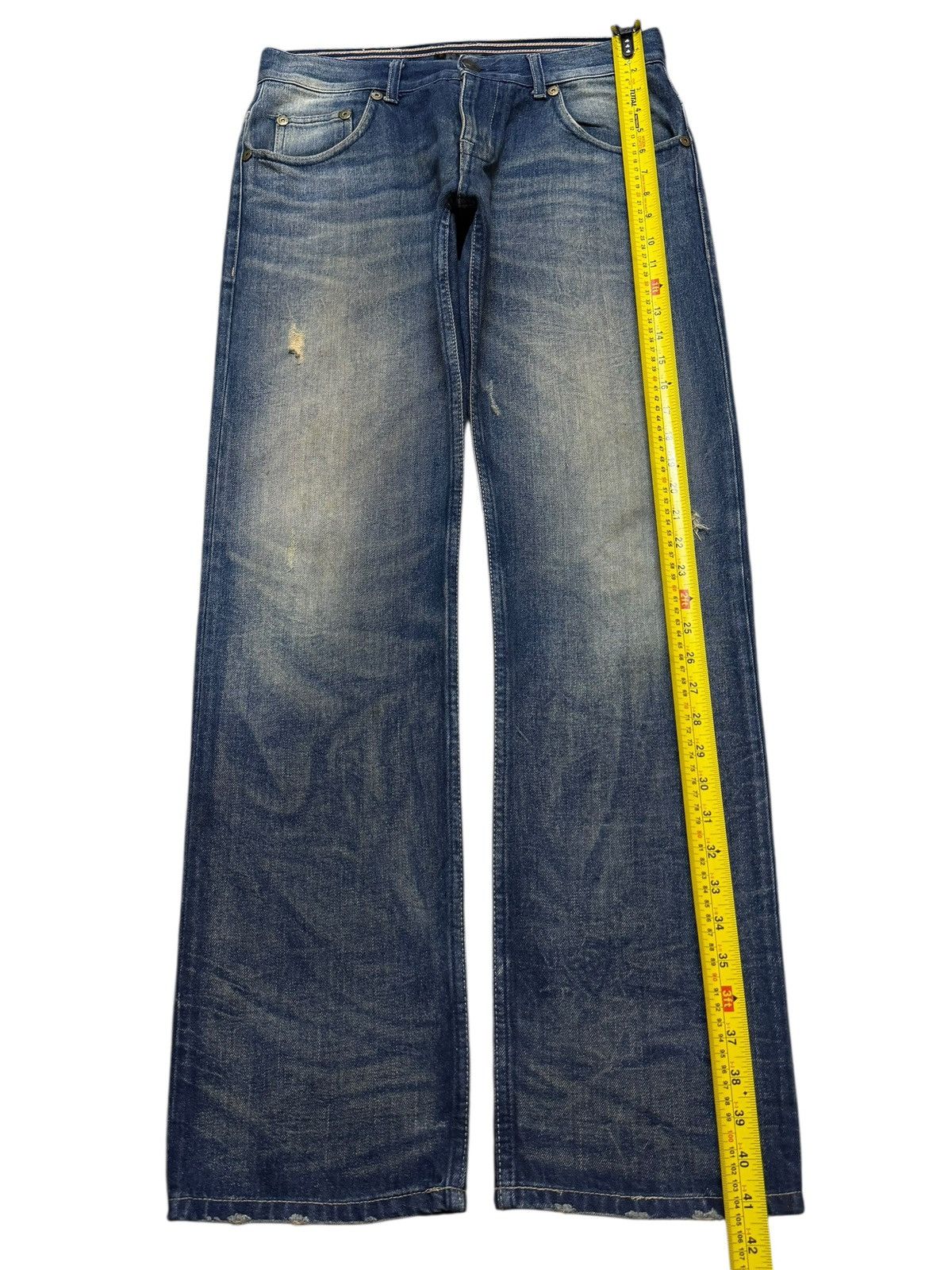 Tornado Mart Vintage Y2K Mud Wash Faded Whisker Distress Straight Leg Size US 31 - 11 Thumbnail