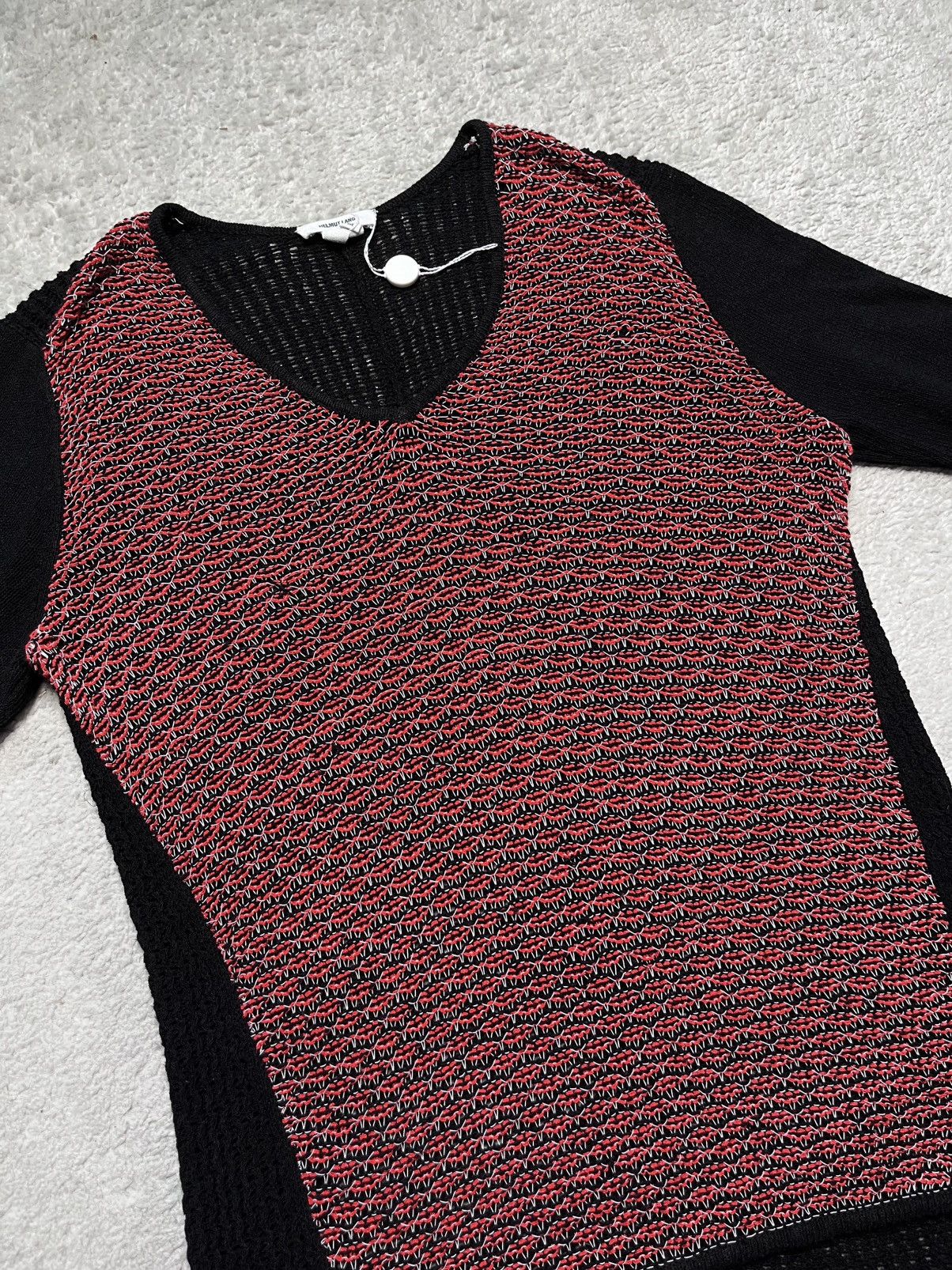 Helmut Lang Vintage Red Black sweater thin, transparent Helmut Lang Size M / US 6-8 / IT 42-44 - 4 Thumbnail