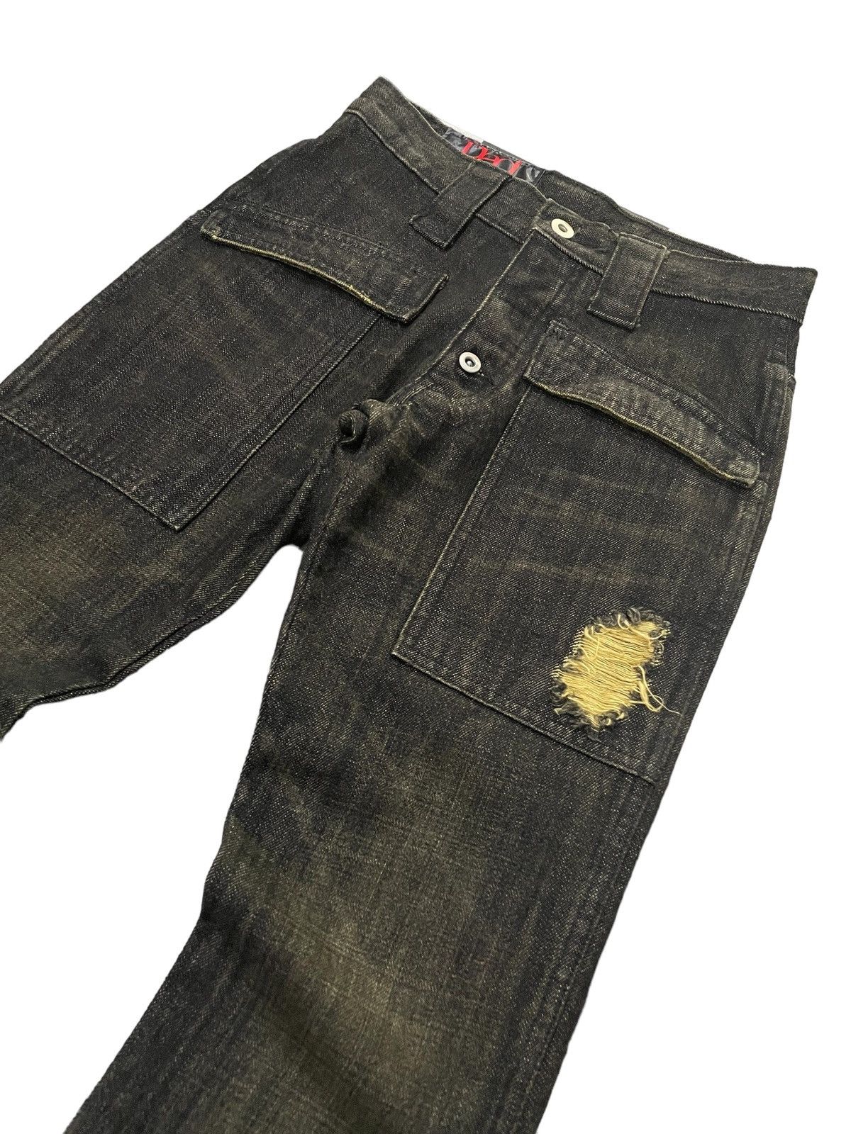 If Six Was Nine × Le Grande Bleu (L.G.B.) Red Carpet Japan Flared Bush Pocket Distressed Jeans Size US 27 - 7 Thumbnail