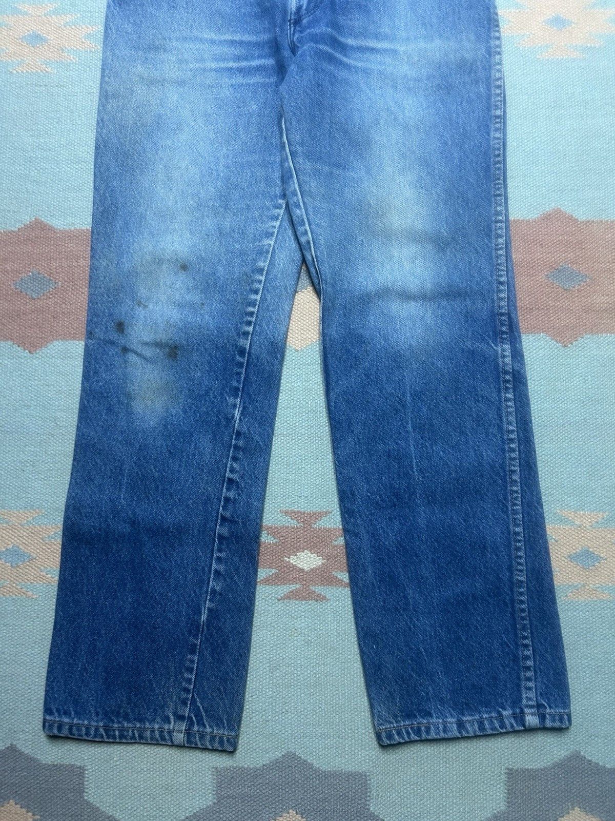 Vintage Vtg 70s rustler jeans faded whiskers straight USA made 30x29 Size US 30 / EU 46 - 2 Thumbnail