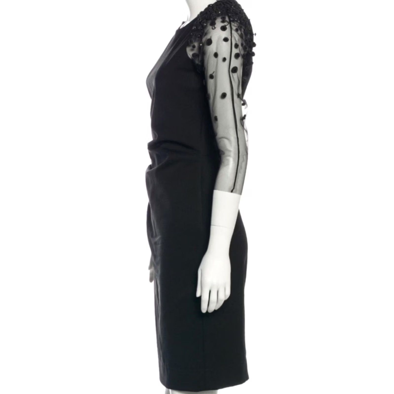 Lela Rose LELA ROSE Beaded Sequins Midi Dress Black Women Size 4 A-Line Knee-Length 3/4 Sleeve Round Neck Zip Vintage? (If applicable) Size S / US 4 / IT 40 - 3 Thumbnail