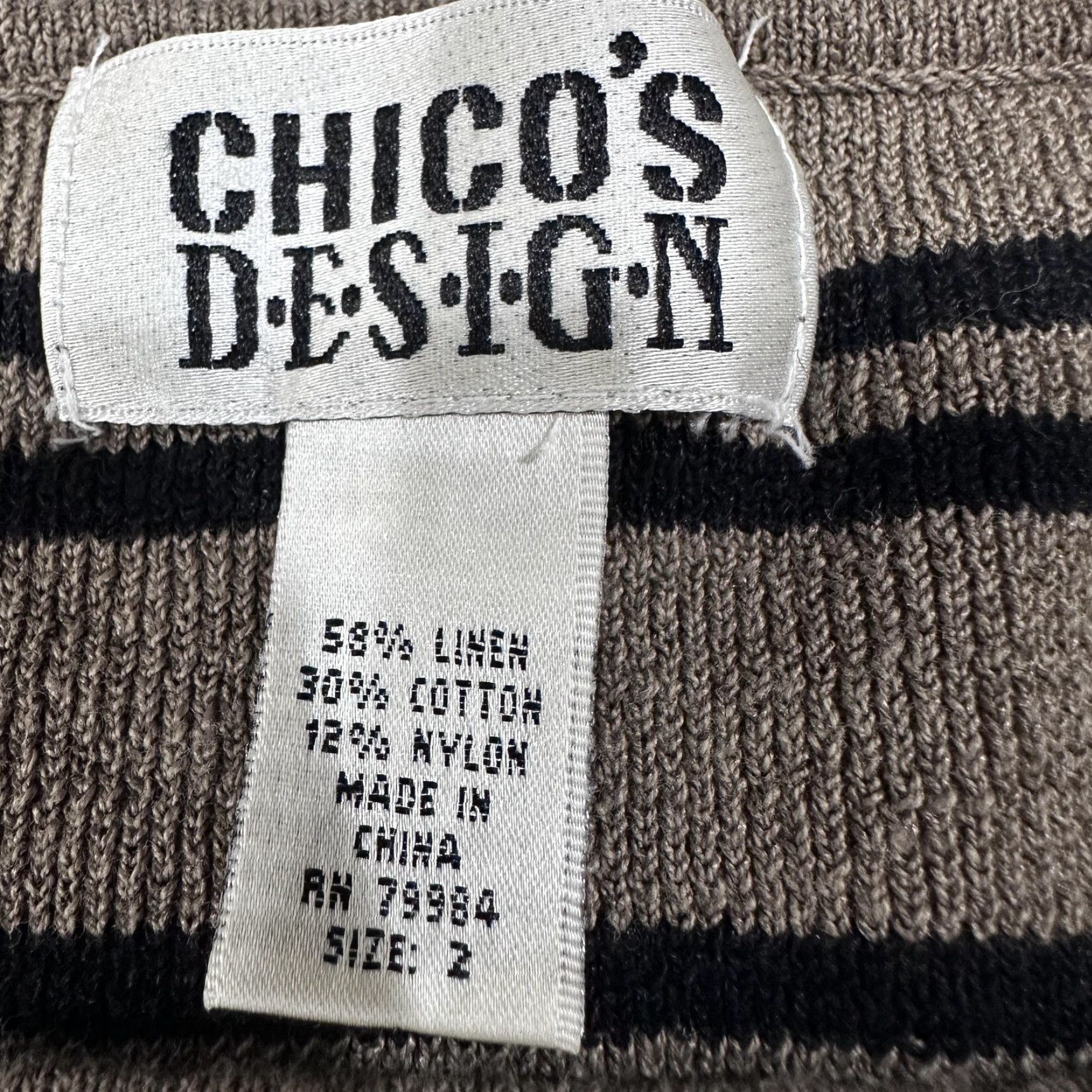 Vintage VINTAGE Chico's Design Tank Women L Brown Black Striped Knit Linen Cotton Nylon Crew Neck Sleeveless 90s Office Casual Womens Size L / US 10 / IT 46 - 2 Thumbnail