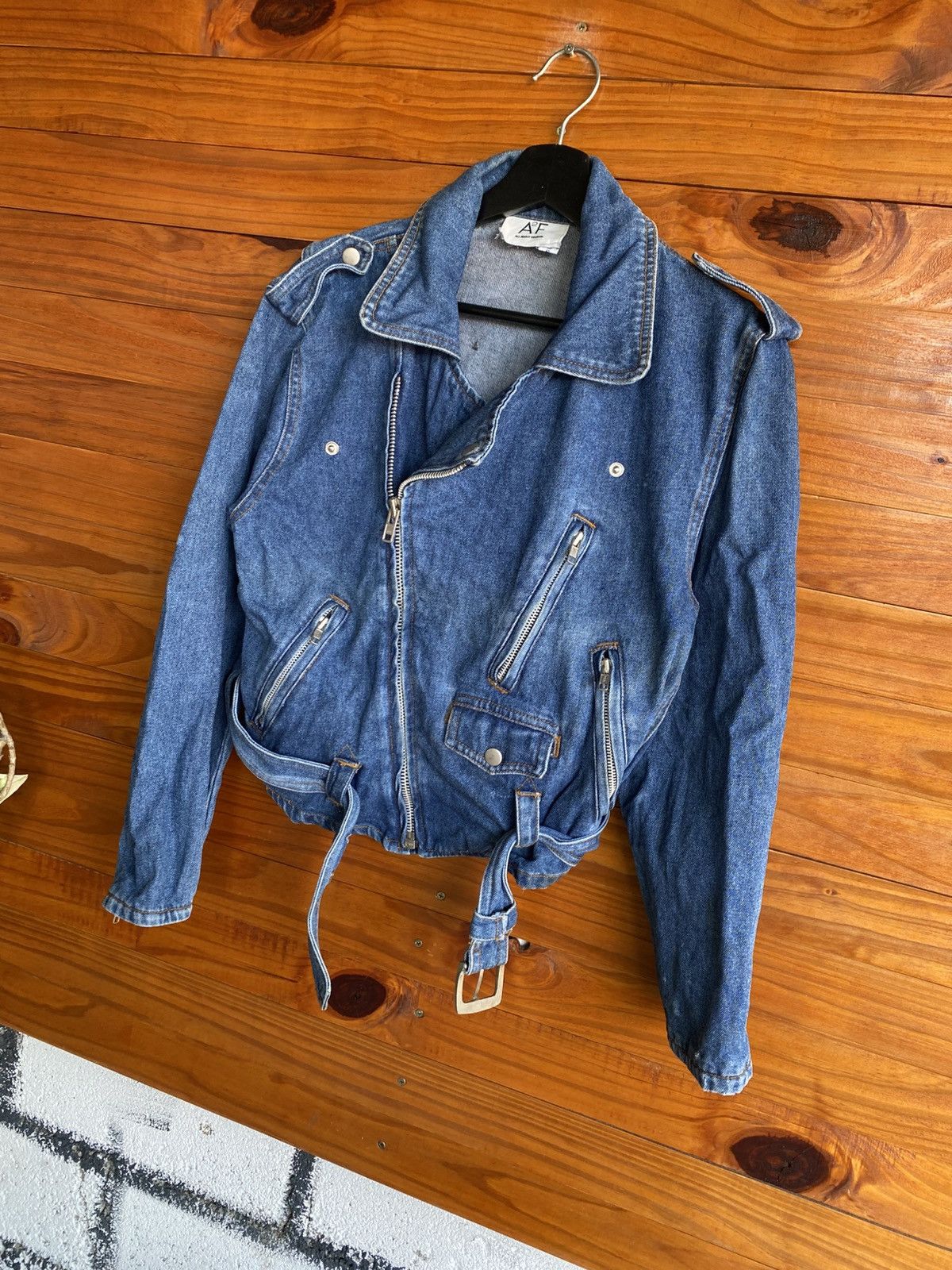 Japanese Brand A2F All About Fashion Vintage Style Denim Motorcycle Jacket Size US S / EU 44-46 / 1 - 4 Thumbnail