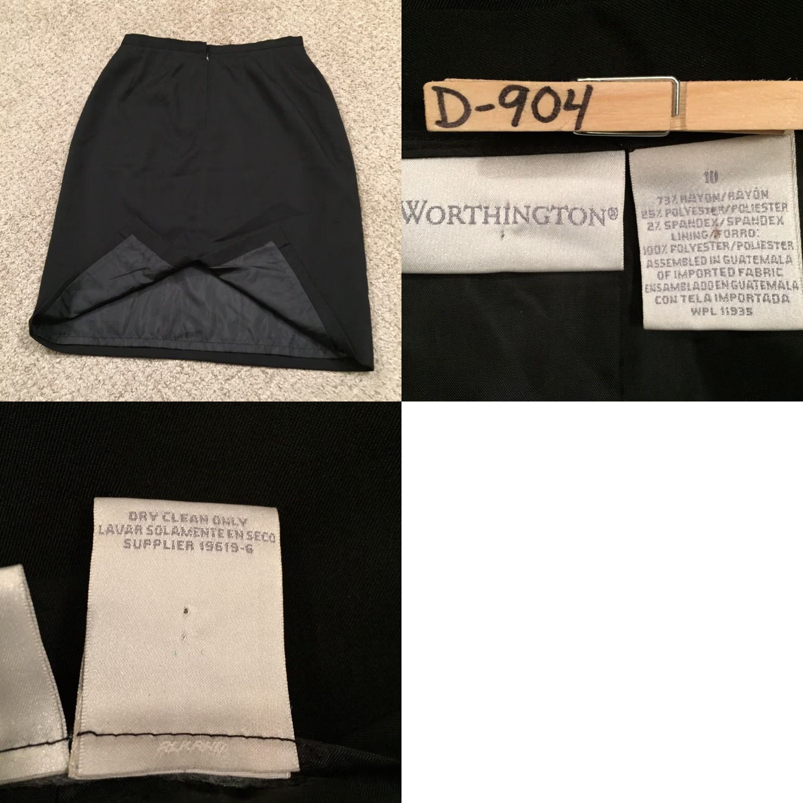 Worthington Worthington Skirt Women's Knee Length Black Embroidered Lined Slit Size 10 Regular Pencil - Dry Clean Only Size 32" / US 10 / IT 46 - 8 Thumbnail