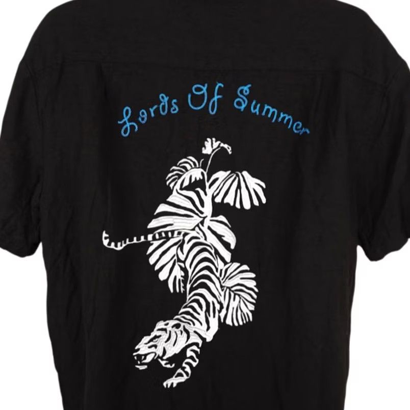 Double Rainbouu Double Rainbouu Shirt Mens XL Black Lords Of Summer Linen Blend Bowling Shirt Button-Down Hawaiian Theme Mens XL Black Linen Blend Size US XL / EU 56 / 4 - 2 Thumbnail