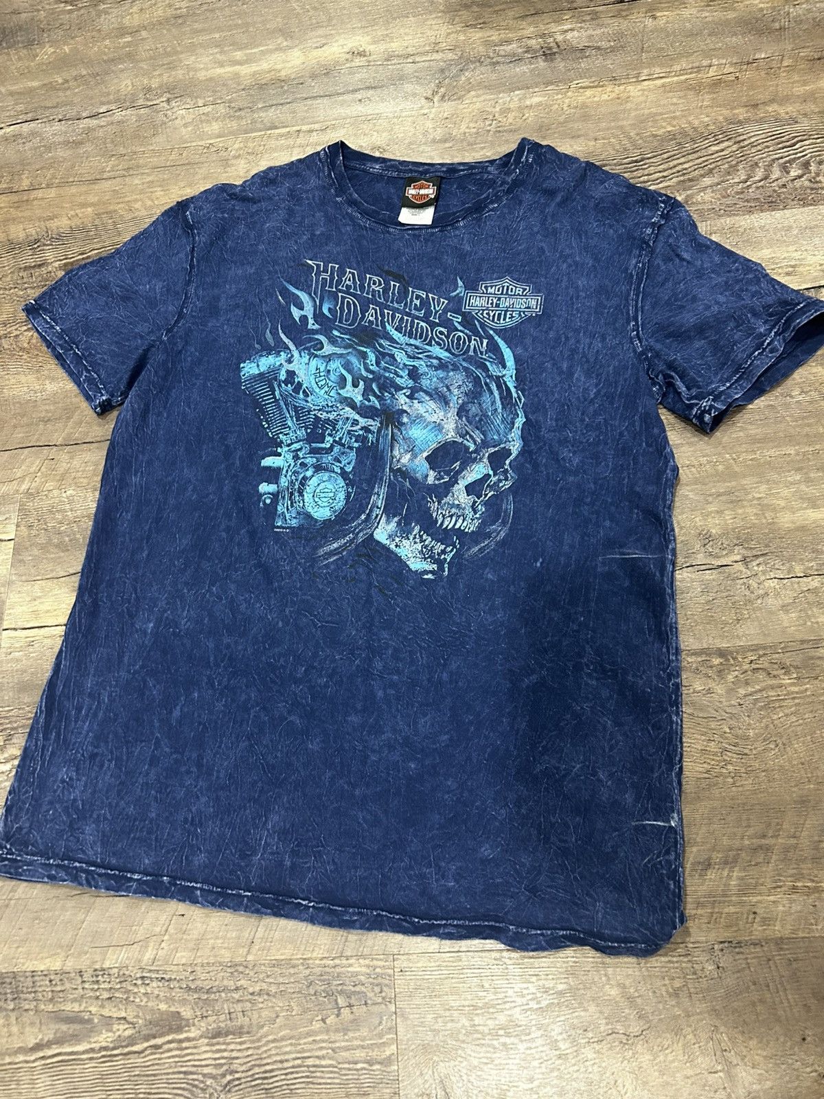 Harley Davidson 🏴‍☠️ Blue Skull Motor Triple S T-Shirt 🏴‍☠️ Size US L / EU 52-54 / 3 - 1 Thumbnail
