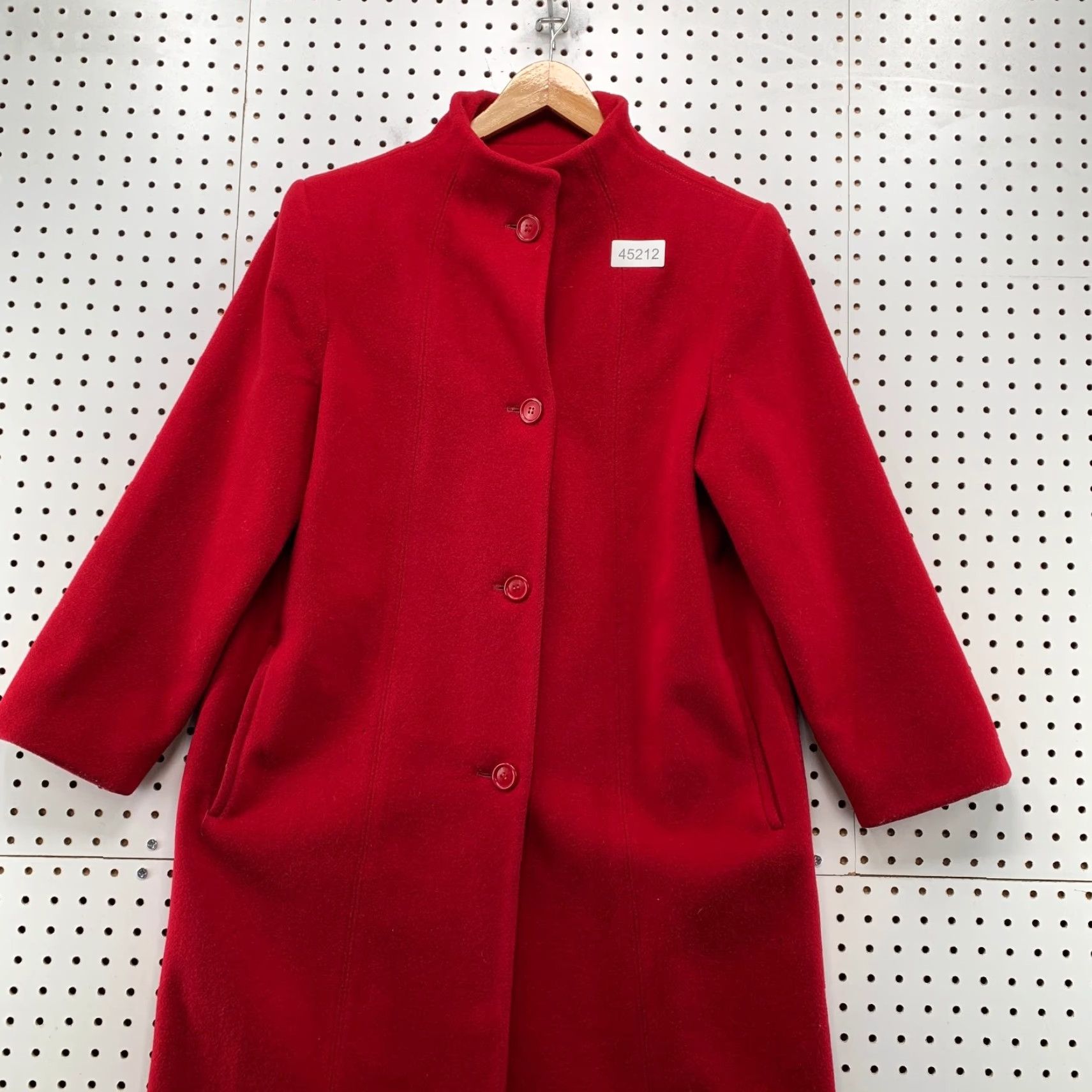 Vintage VINTAGE Manchester Coat Womens 12 Red Wool Overcoat | 100% Wool | Trench | Long Sleeve | Button Size XL / US 12-14 / IT 48-50 - 2 Thumbnail