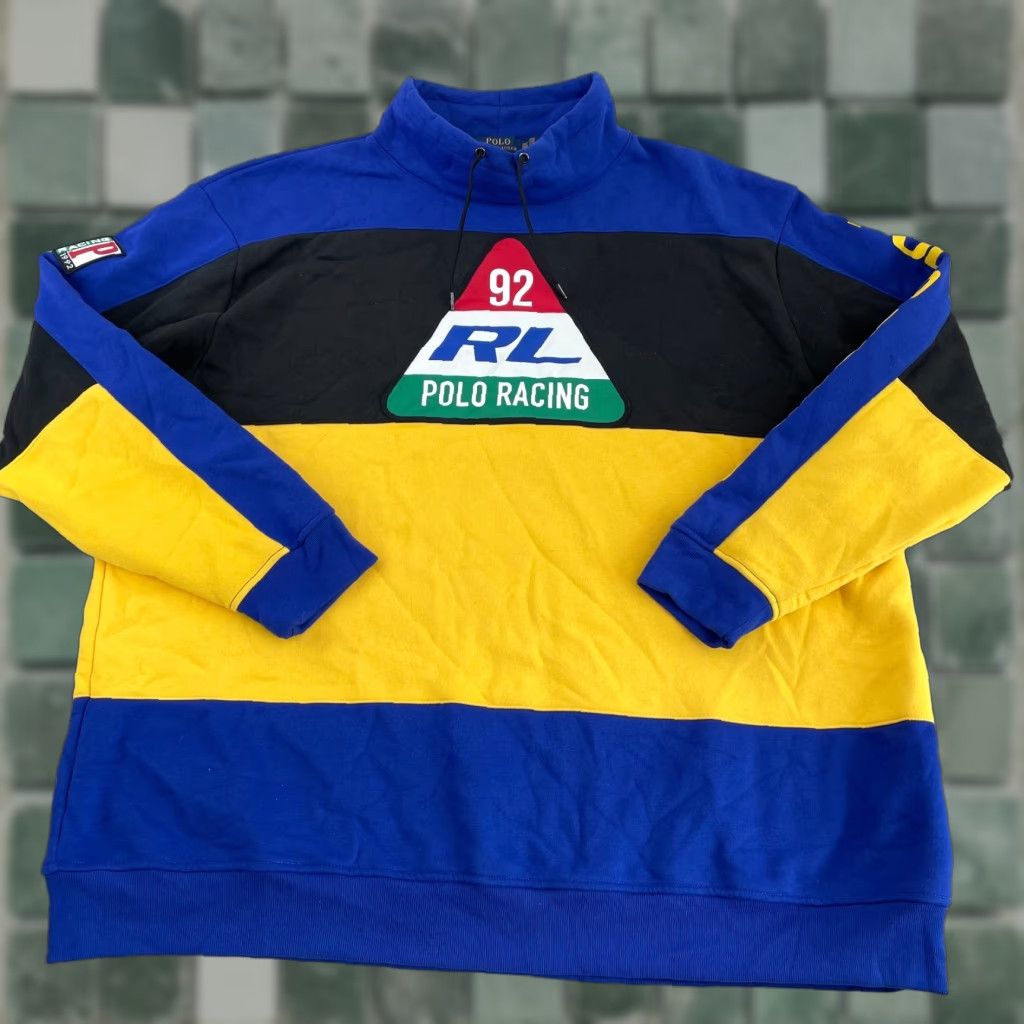 Polo Ralph Lauren Polo Ralph Lauren 92 Racing Sweatshirt Men 2XLT Multi ColorBlock PRL1 Funnel Shirt Pullover Cars Designer Graphic Print Racing Mens Blue 90s Size US XXL / EU 58 / 5 - 1 Thumbnail