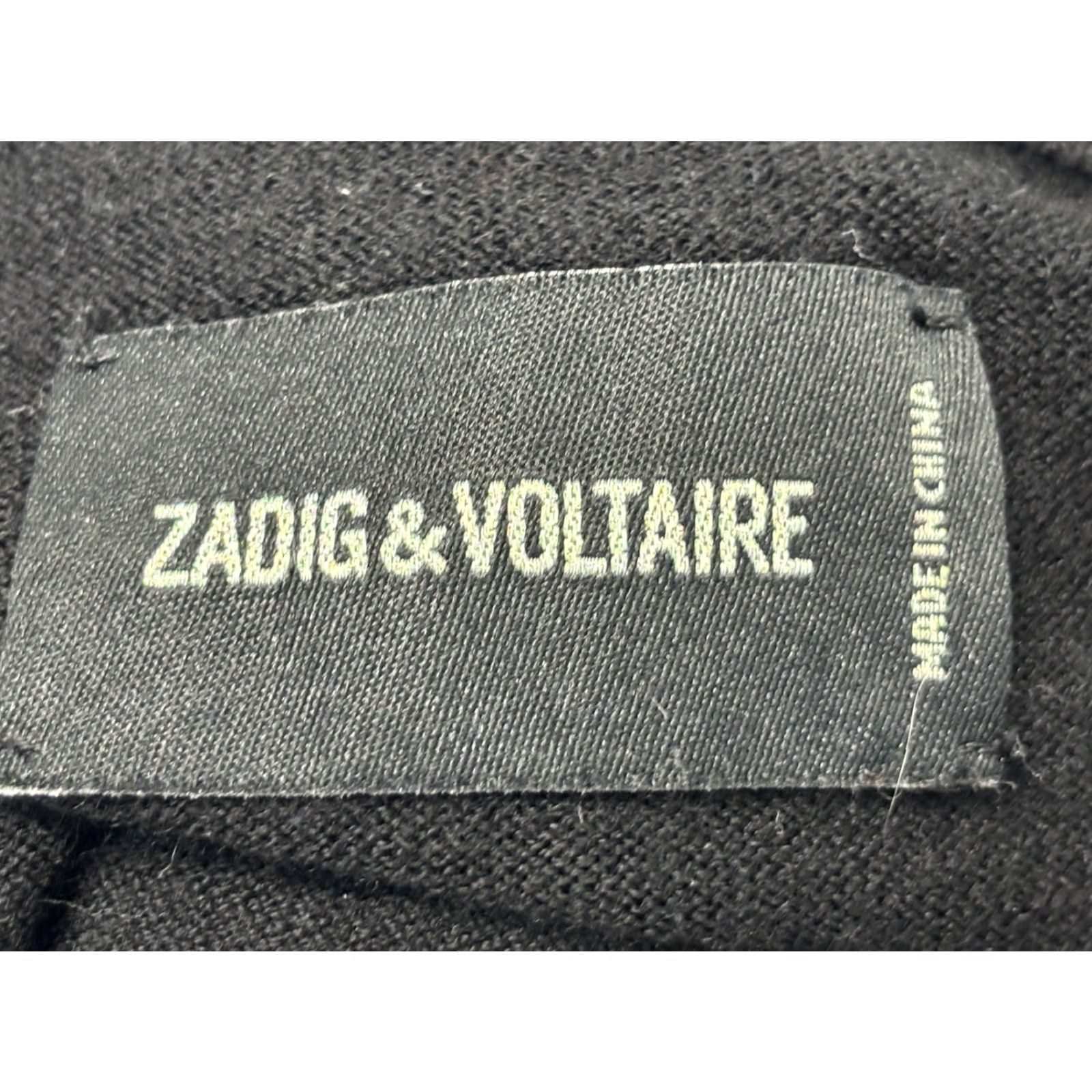 Zadig & Voltaire VINTAGE Zadig & Voltaire Womens Large CICI Star Elbow Merino Wool Sweater Black HI LOW Size L / US 10 / IT 46 - 7 Thumbnail