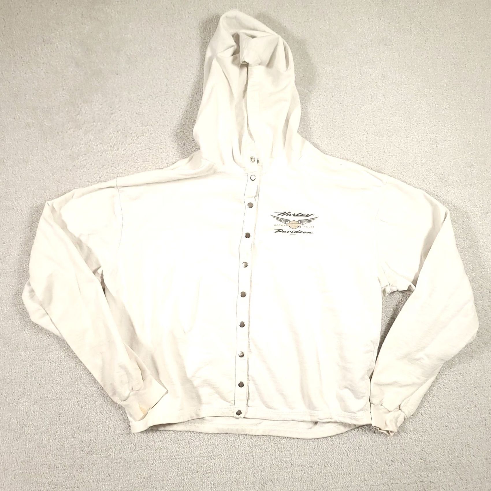 Harley Davidson VINTAGE Harley-Davidson Hoodie Womens Medium Snap Up Distressed Davenport Iowa Hoodie Mens Womens Girls Boys Size M / US 6-8 / IT 42-44 - 2 Thumbnail