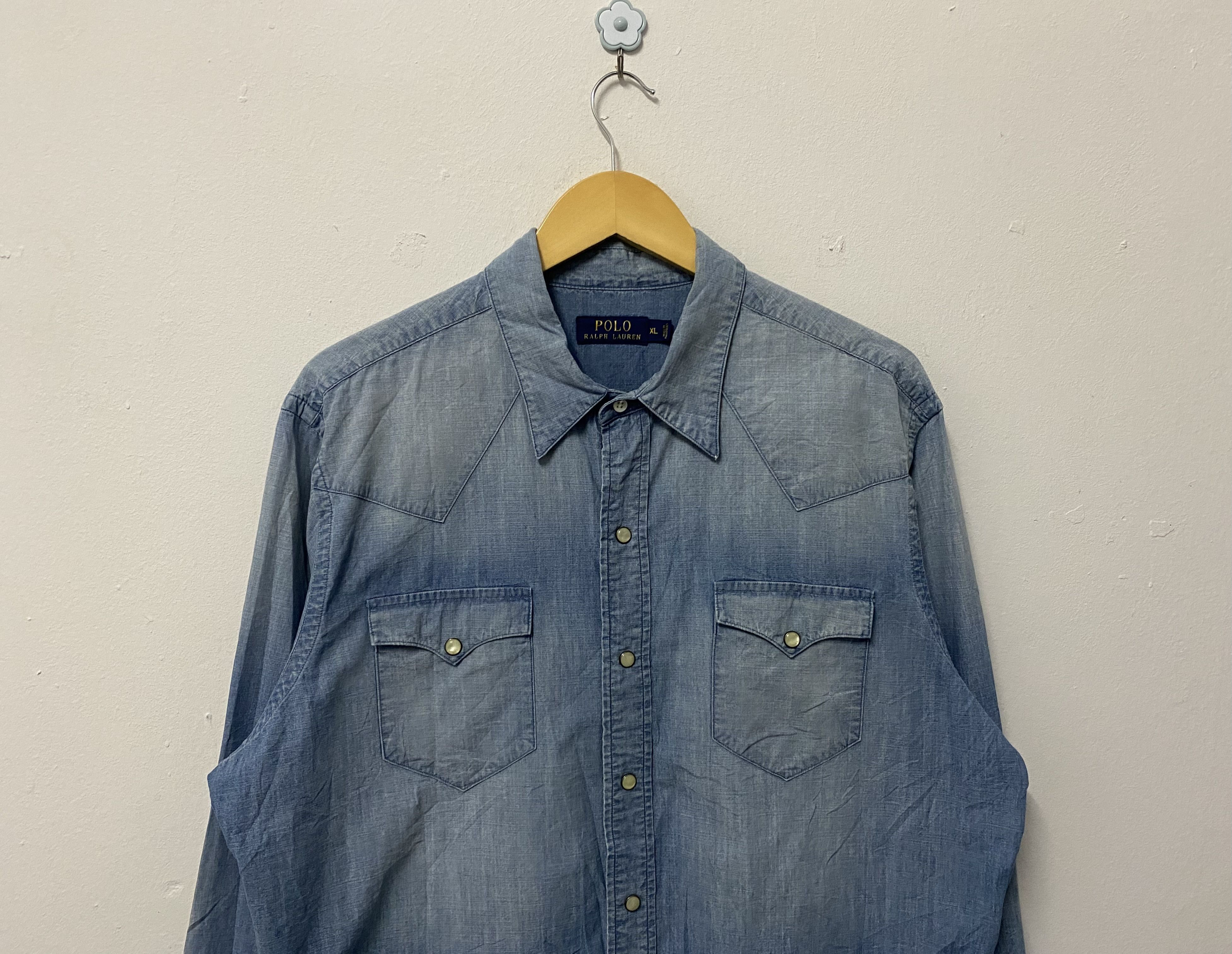 Polo Ralph Lauren Polo Ralph Lauren Snap Button Chambray Shirts Size US XL / EU 56 / 4 - 3 Thumbnail
