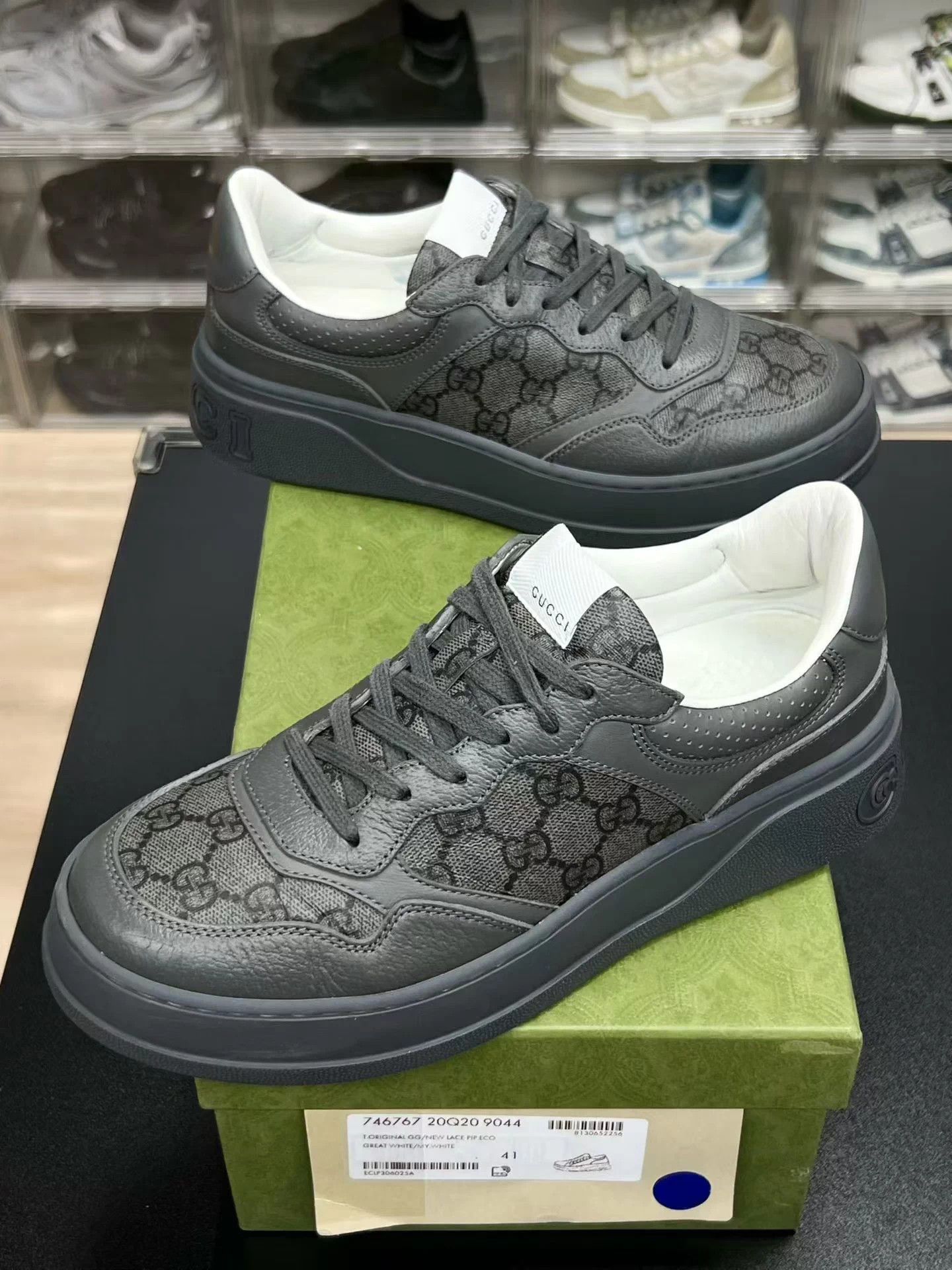 Gucci Gucci Cookie Sneakers Gray Black 41 Mint Size US 8 / EU 41 - 1 Thumbnail