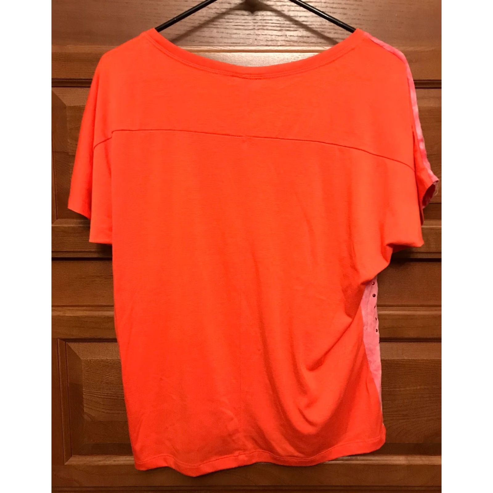 Vintage Daytrip Women Top M Short Sleeve Orange Bling Blouse B516 Size M / US 6-8 / IT 42-44 - 2 Thumbnail