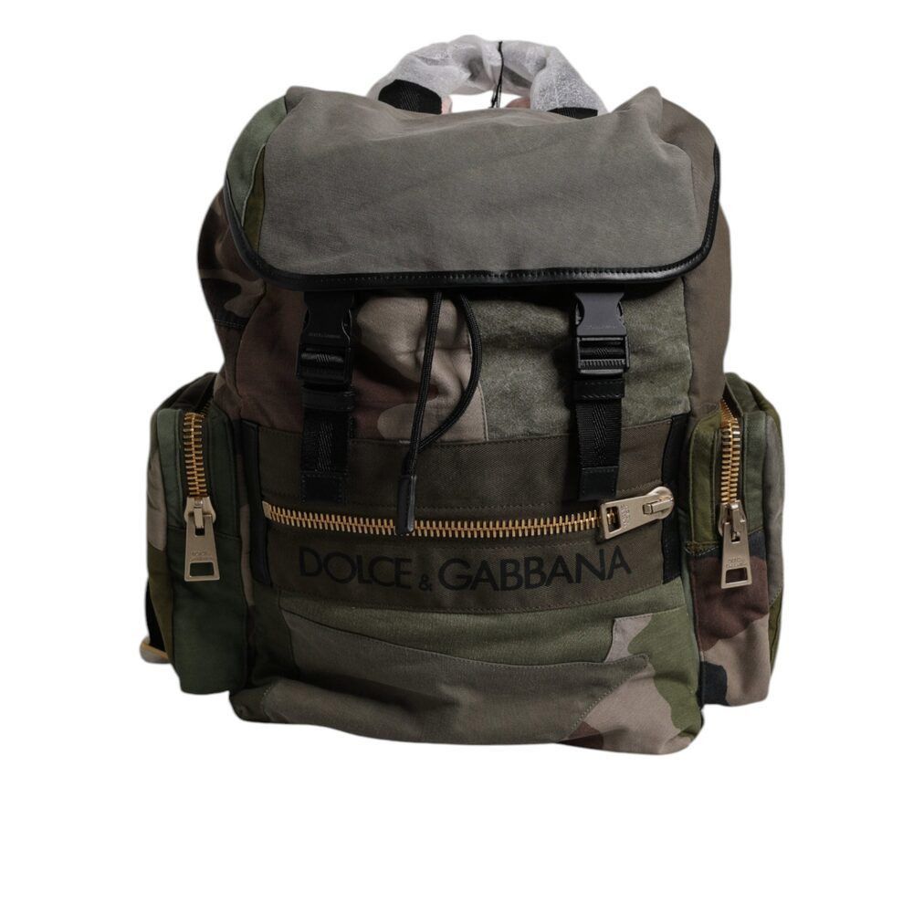 Dolce & Gabbana Dolce & Gabbana Military Green Patchwork School Backpack Bag Size ONE SIZE - 1 Thumbnail