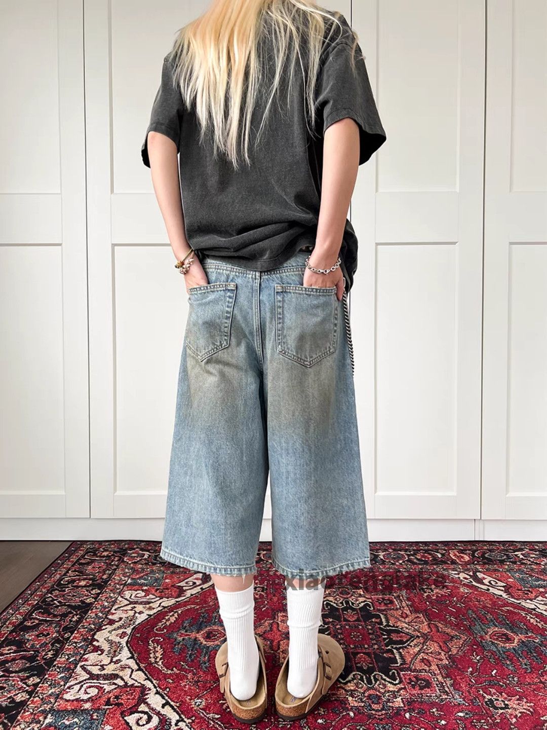 Designer × Jean × Vintage Unisex utility loose baggy skate carpenter stain shorts Size US 36 / EU 52 - 4 Thumbnail