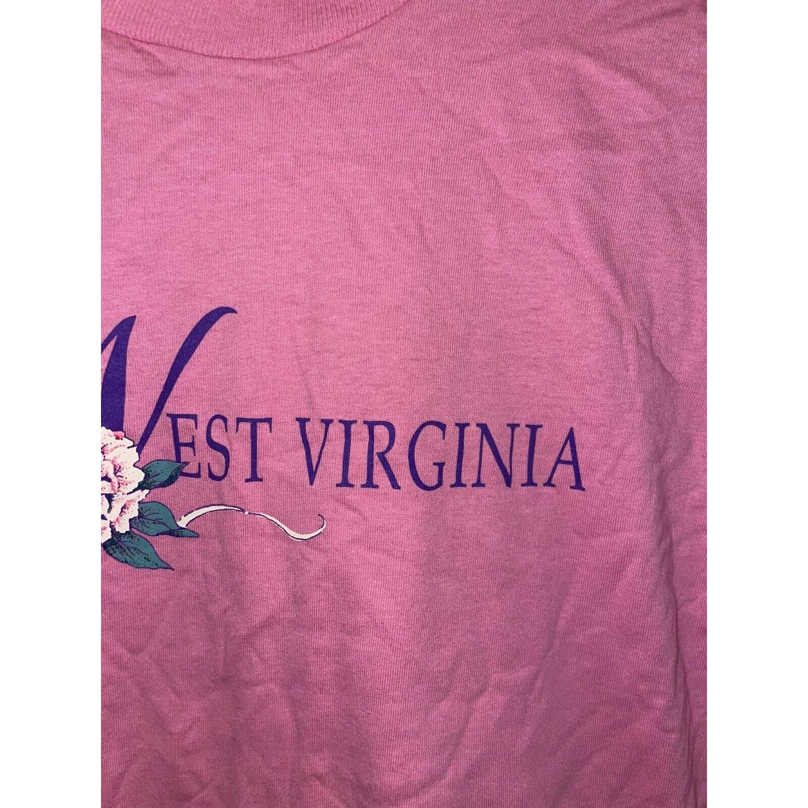 Jerzees Vintage West Virginia Shirt Flower State Pink VTG 90s Large Size US L / EU 52-54 / 3 - 3 Thumbnail