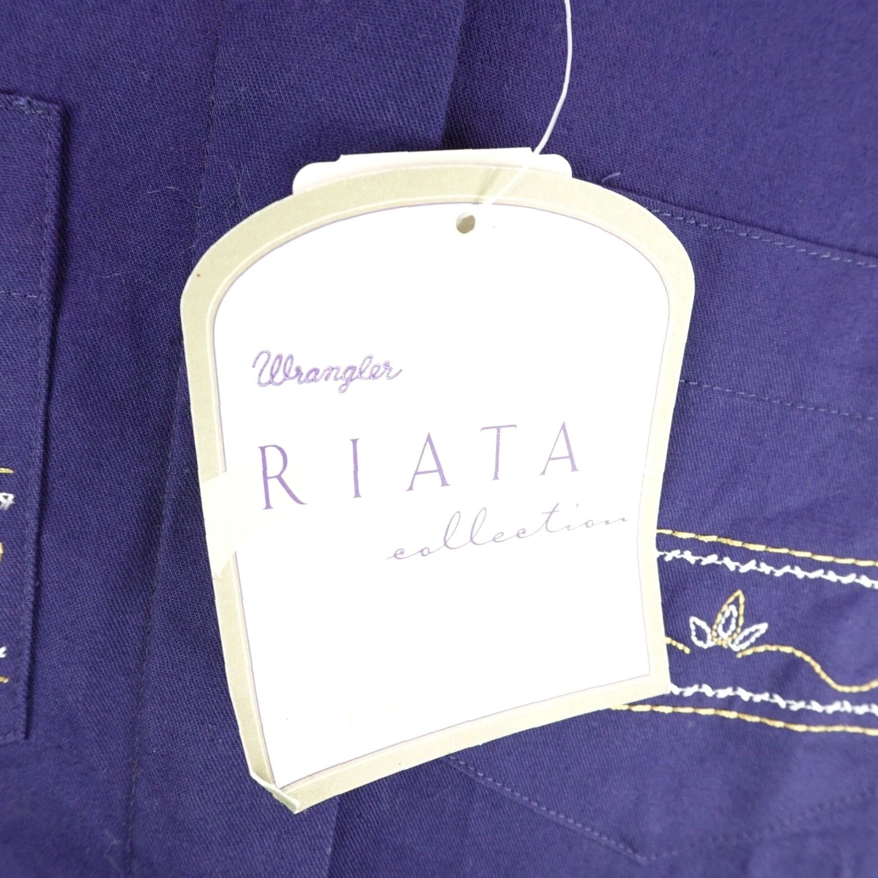 Wrangler VINTAGE Wrangler Shirt Womens Medium Blue Western Zip Front Top Riata Embroidered NEW Size M / US 6-8 / IT 42-44 - 4 Thumbnail