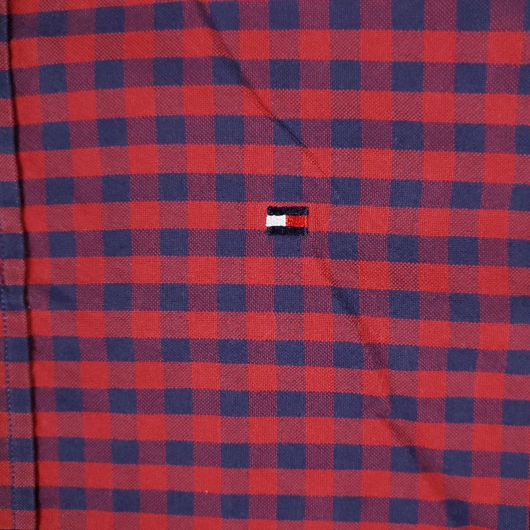 Tommy Hilfiger VINTAGE Tommy Hilfiger Shirt Mens 15.5 Blue Red Check Dress Button Up Long Sleeve Size 40R - 2 Thumbnail