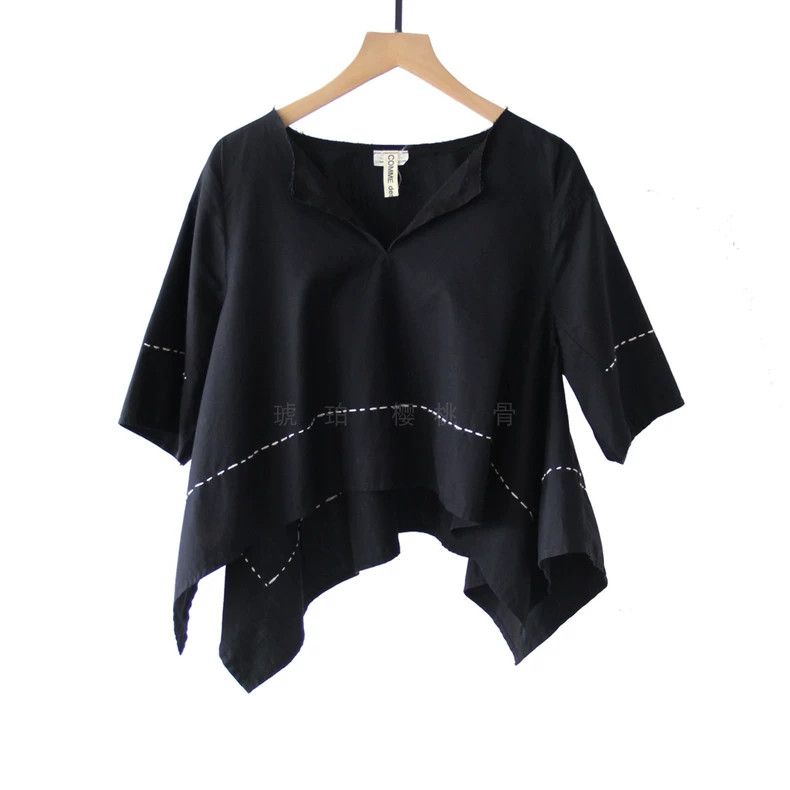 Comme des Garcons Comme Des Garcons Navy blouse with white line and draped s Size M / US 6-8 / IT 42-44 - 8 Thumbnail