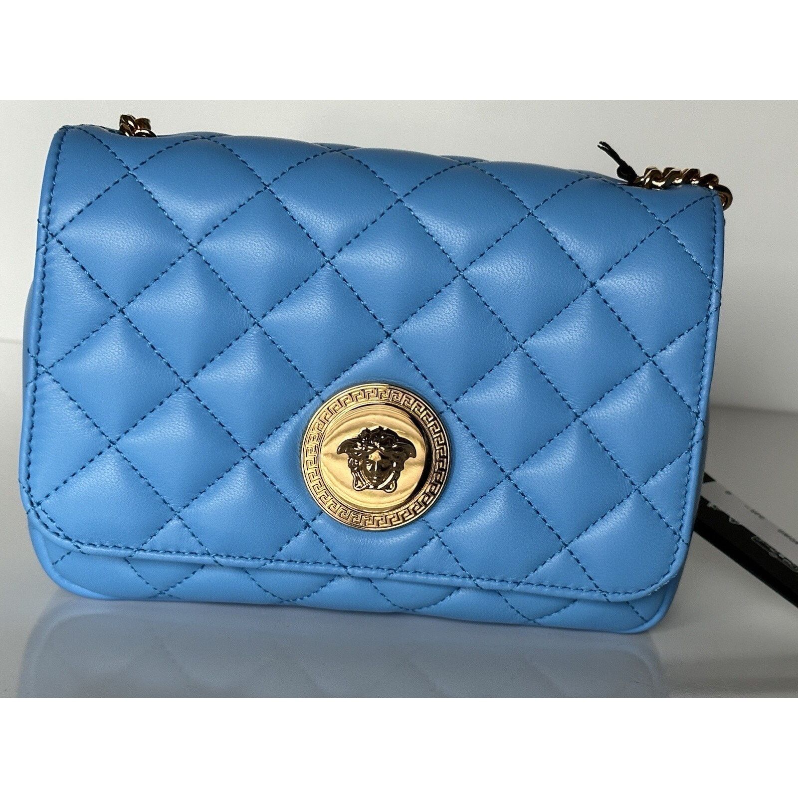 Versace Versace Quilted Leather Blue Small Shoulder Bag DBFI163S Size ONE SIZE - 4 Thumbnail