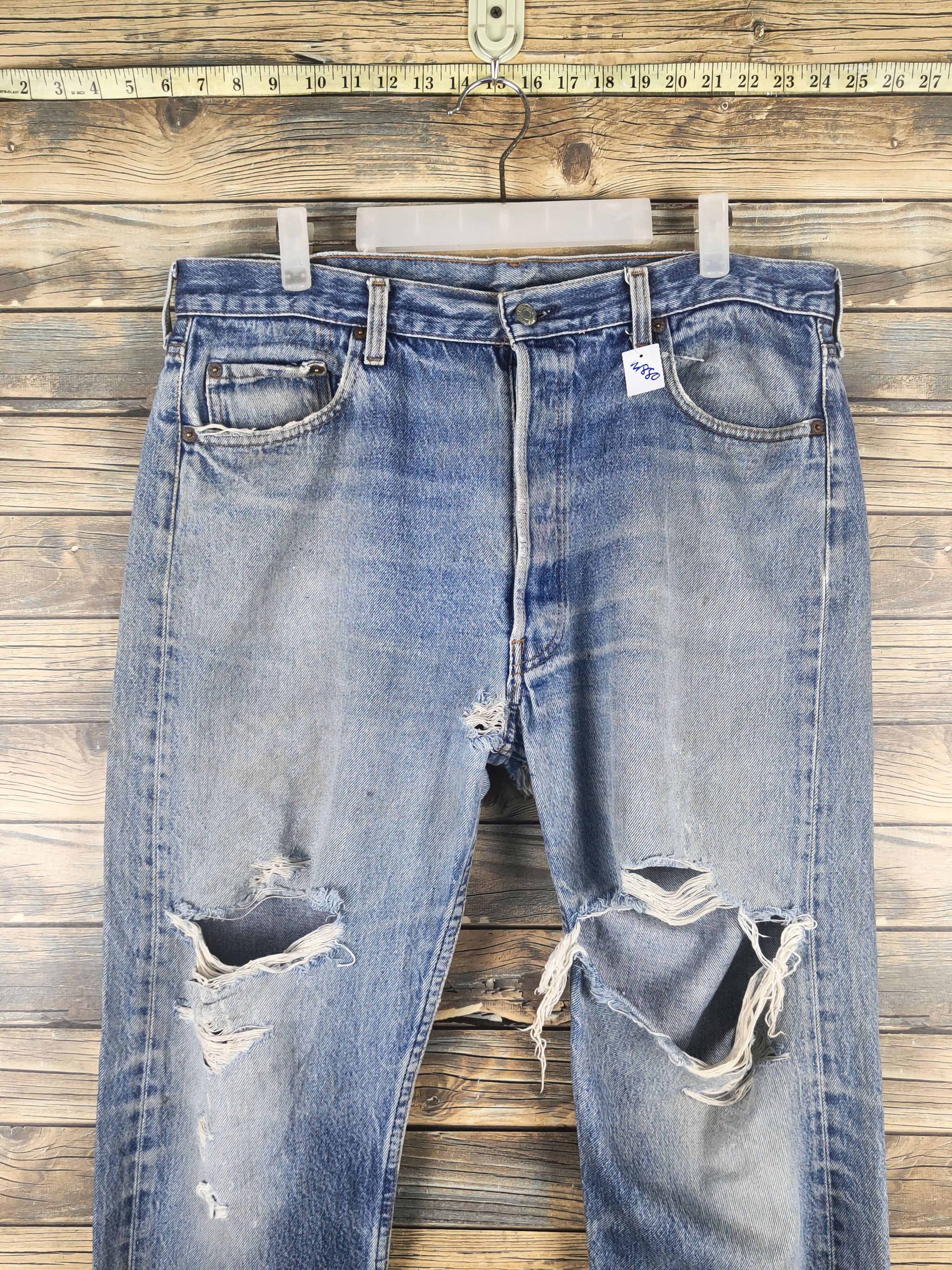 Levi's DL 80' Levi's Blue Distressed Ripped Jeans #W2268 Size US 36 / EU 52 - 2 Thumbnail