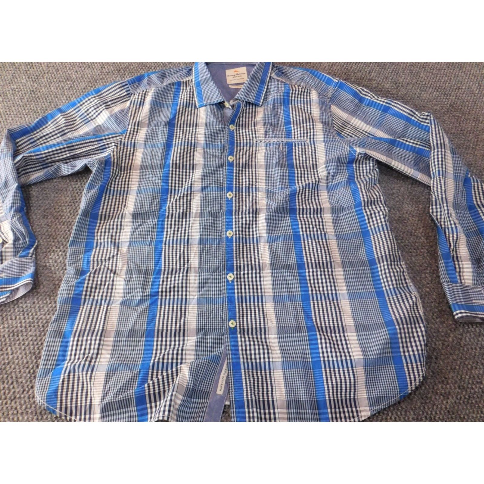 Tommy Bahama Tommy Bahama Shirt XL Blue Plaid Button-Down Modern Fit Mens Regular Long Sleeve Size US XL / EU 56 / 4 - 2 Thumbnail
