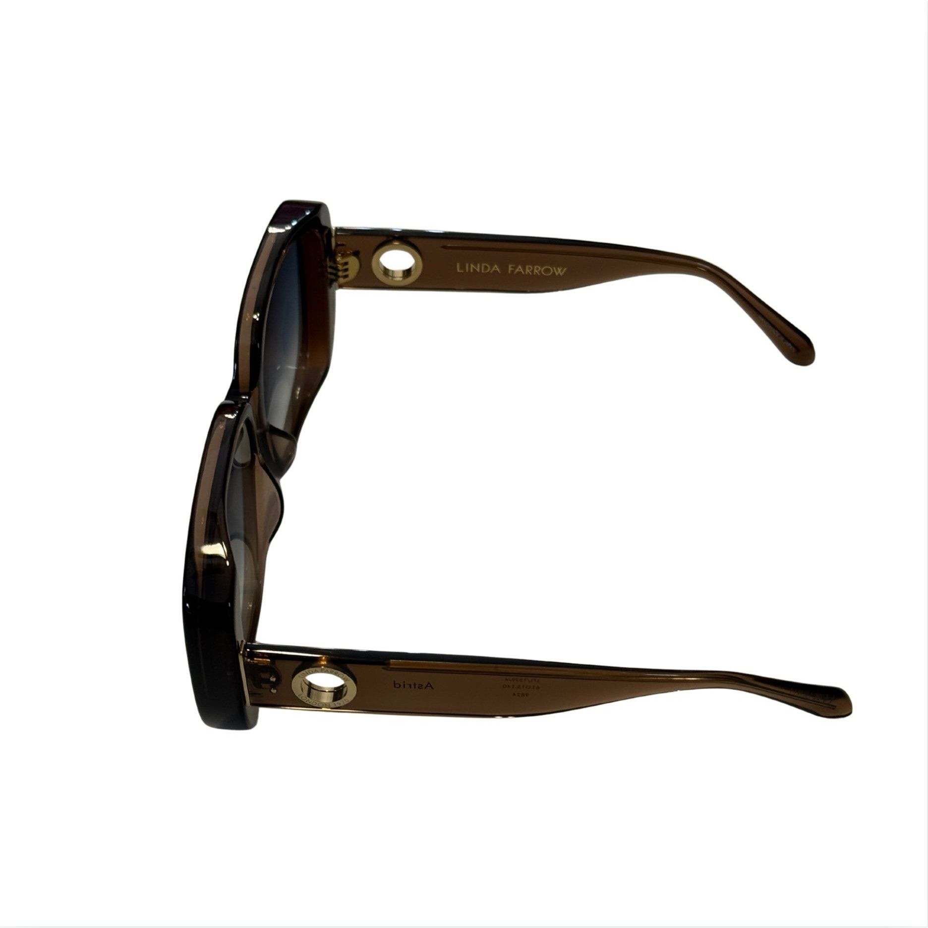 Linda Farrow Linda Farrow Astrid Oversized Sunglasses Brown Aqua $570 NEW Size ONE SIZE - 6 Thumbnail