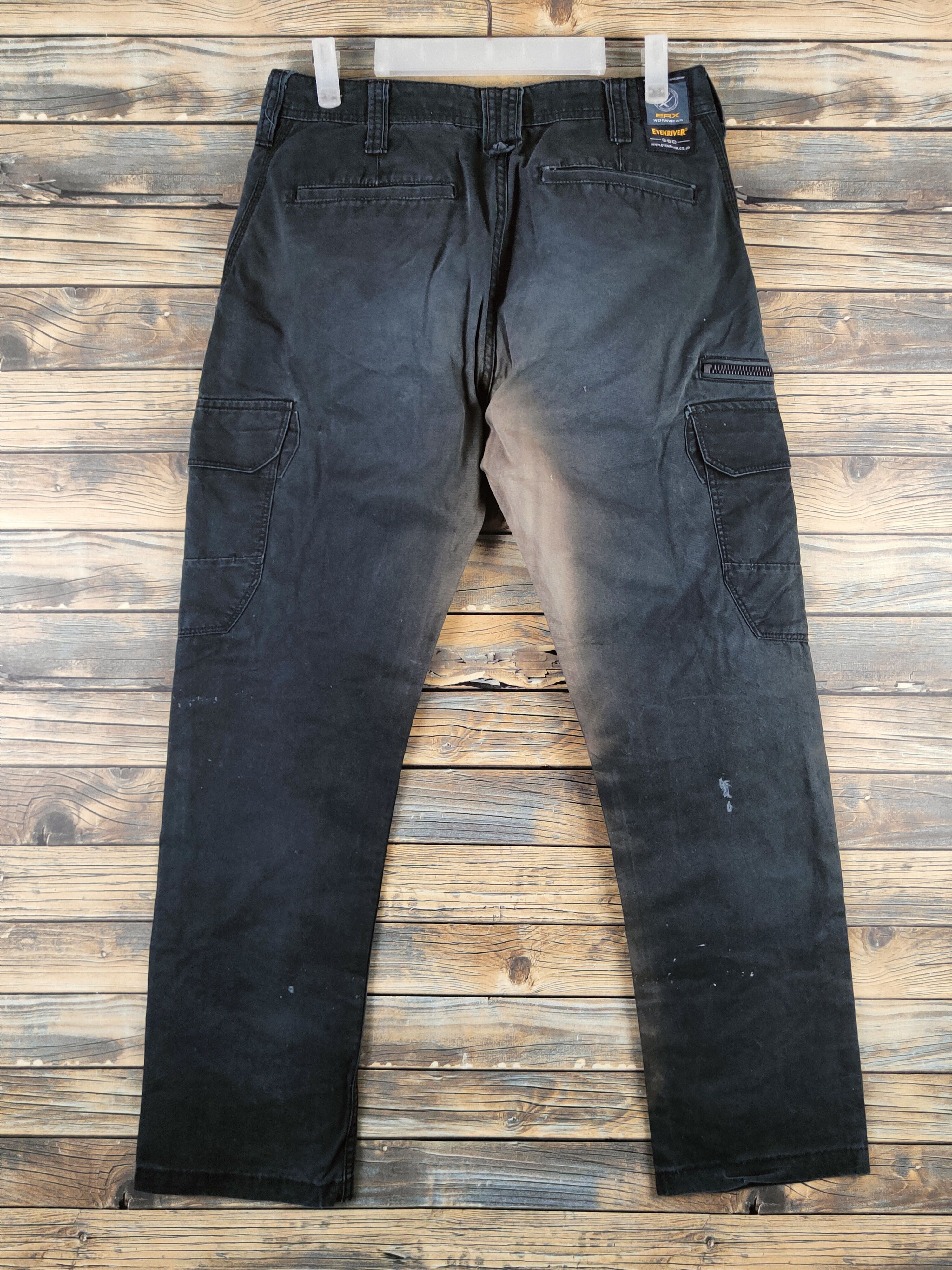 Japanese Brand DL Evenriver Black Faded Multipocket Cargo Pants #46-361 Size US 30 / EU 46 - 7 Thumbnail