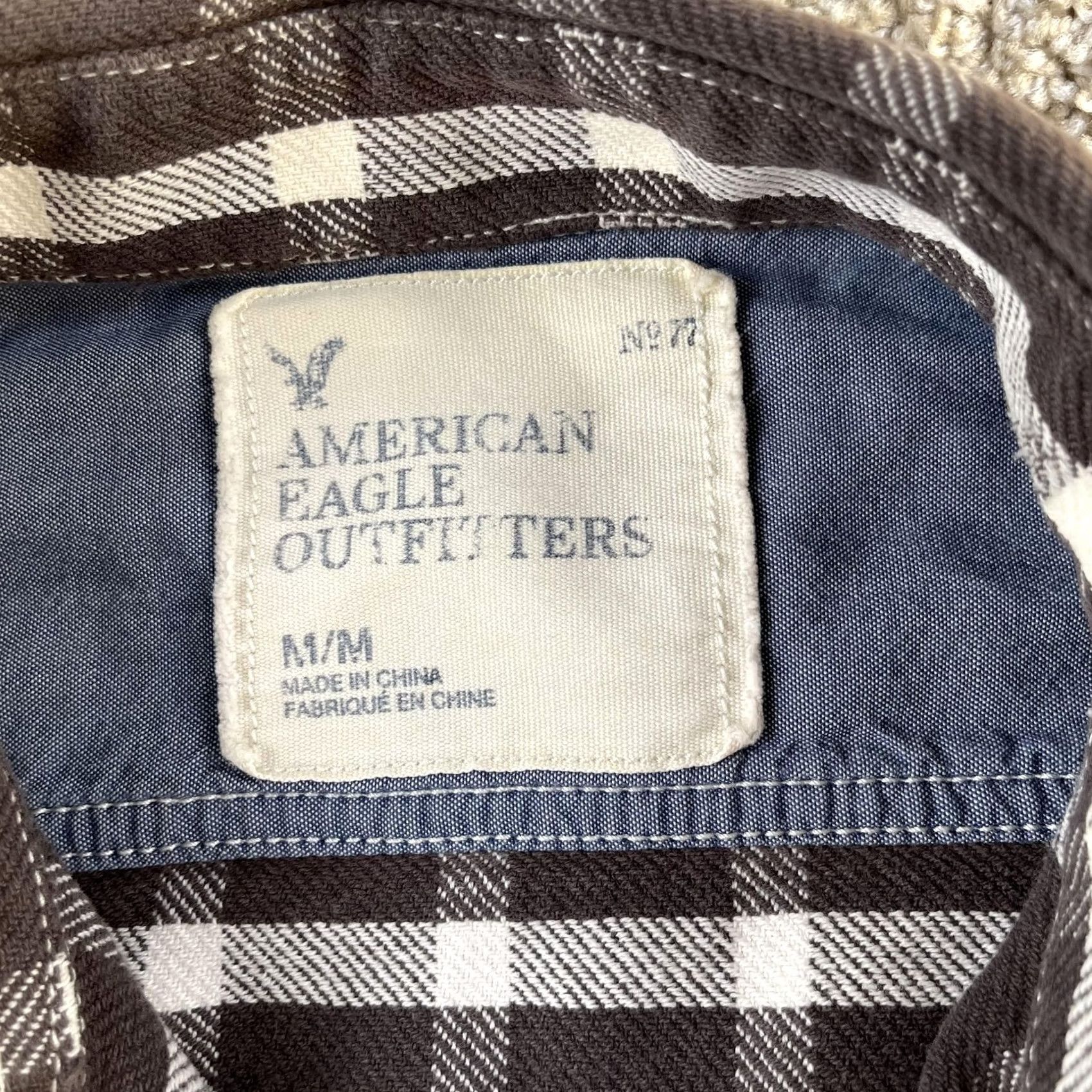American Eagle Outfitters Y2K American Eagle Outfitters Distressed Flannel Shirt Mens Medium Plaid Brown Cream/Distressed Size US M / EU 48-50 / 2 - 4 Thumbnail