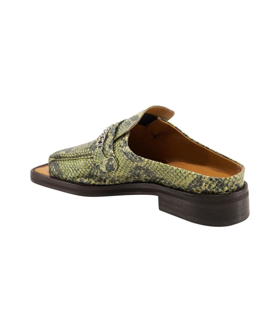 Martine Rose New Rare Open Square Toe Green Snakeskin Slip On Loafer Mule Size US 9 / EU 42 - 3 Thumbnail