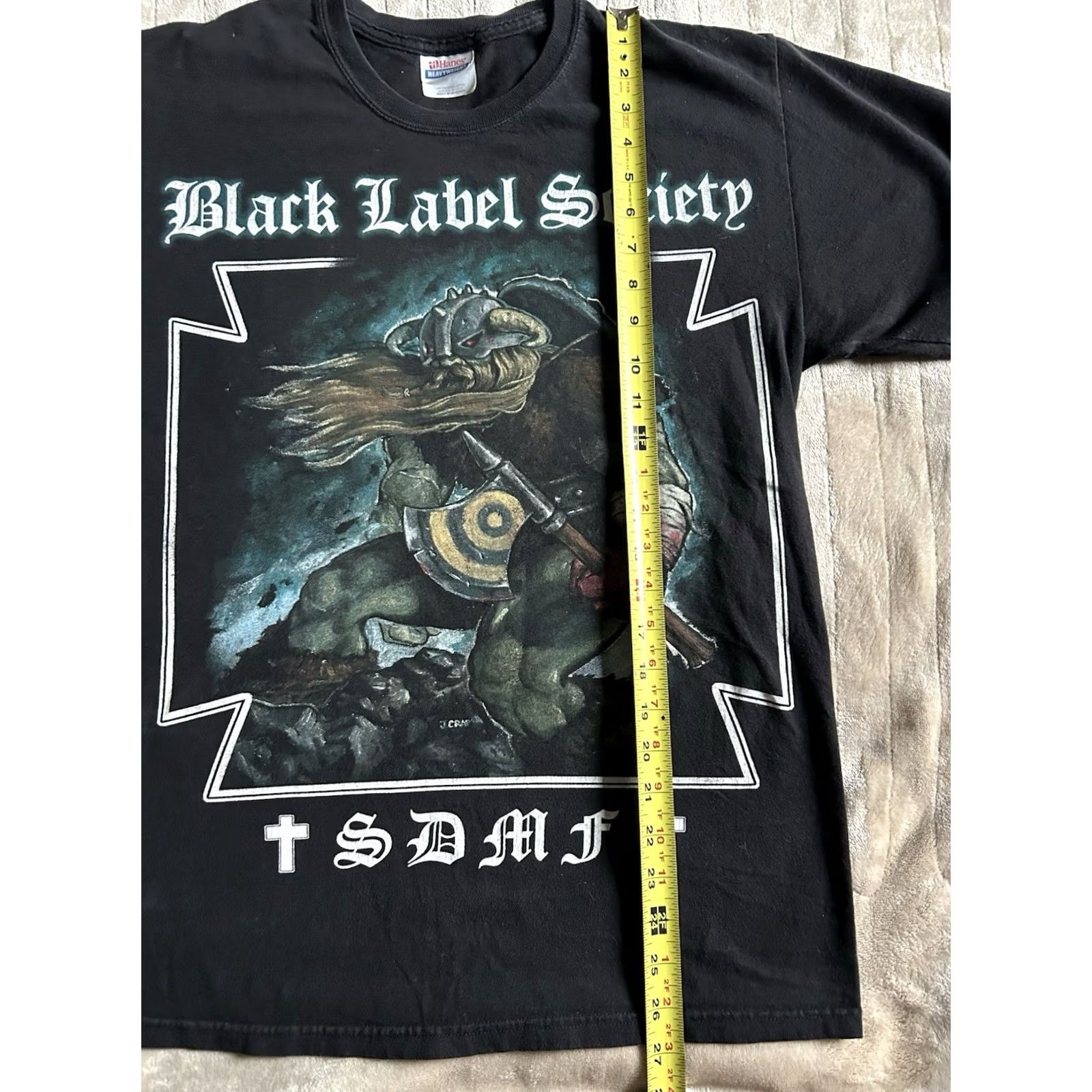 Vintage VINTAGE Black Label Society Men’s T-Shirt Viking Graphic “SDMF” 90s Black M Mens Short Sleeve Solid Size US M / EU 48-50 / 2 - 6 Thumbnail