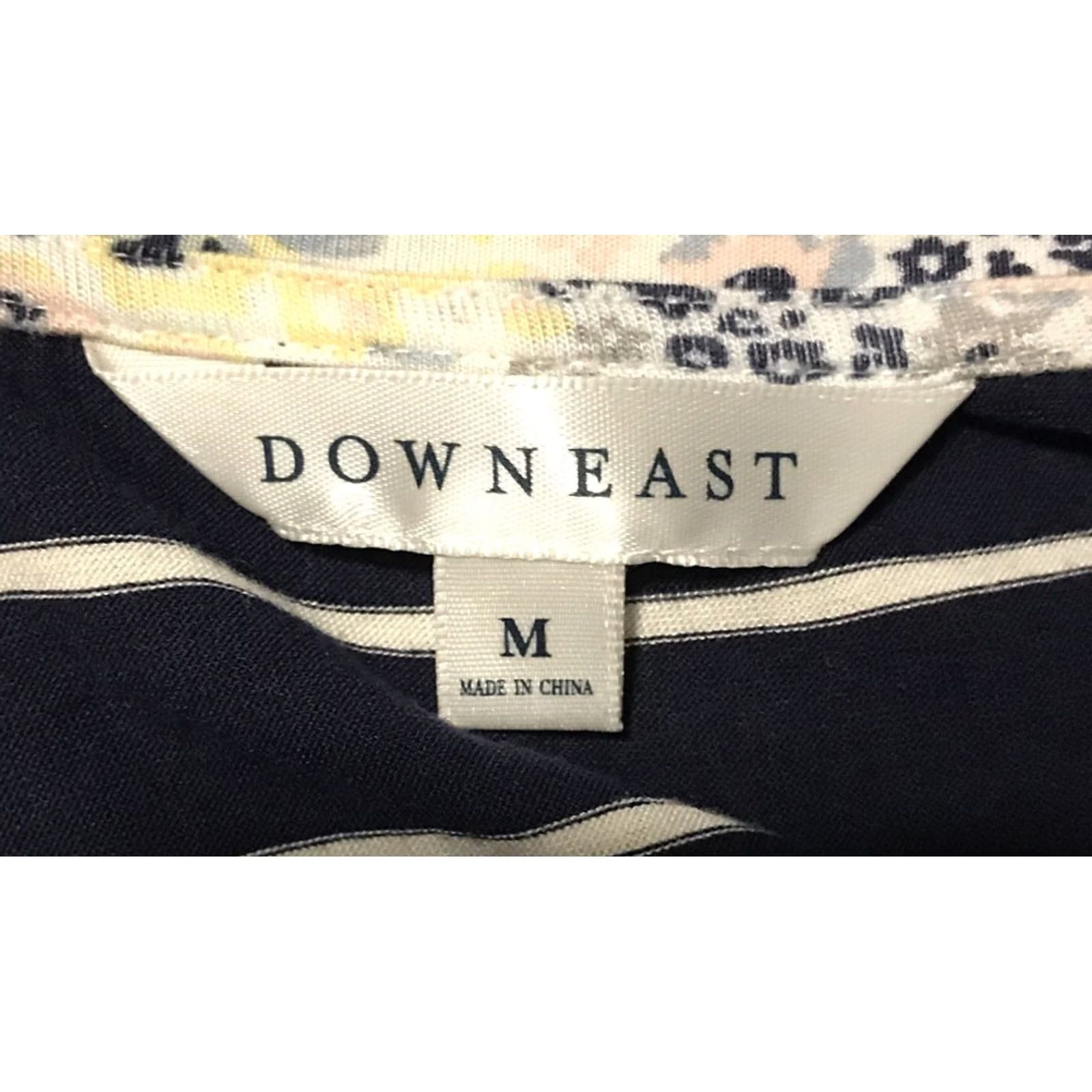 Vintage DownEast T-Shirt floral 3/4 Sleeve Blue Medium Women Regular Cotton Blend Size M / US 6-8 / IT 42-44 - 3 Thumbnail