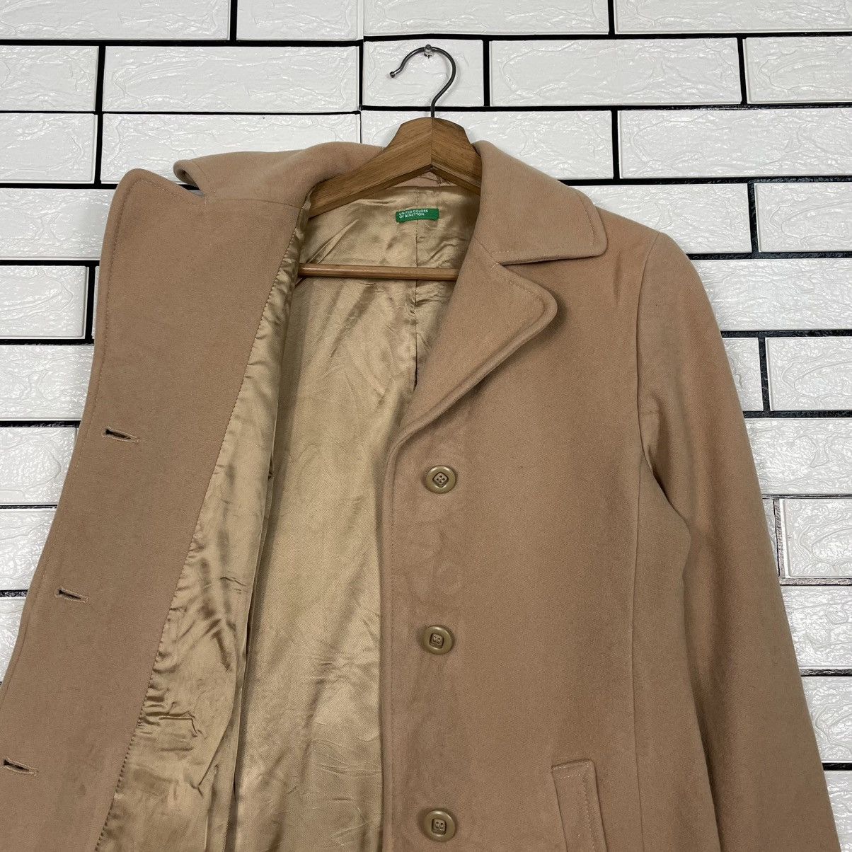 United Colors Of Benetton United Colors Of Benetton Brown Wool Long Coat Size S / US 4 / IT 40 - 11 Thumbnail