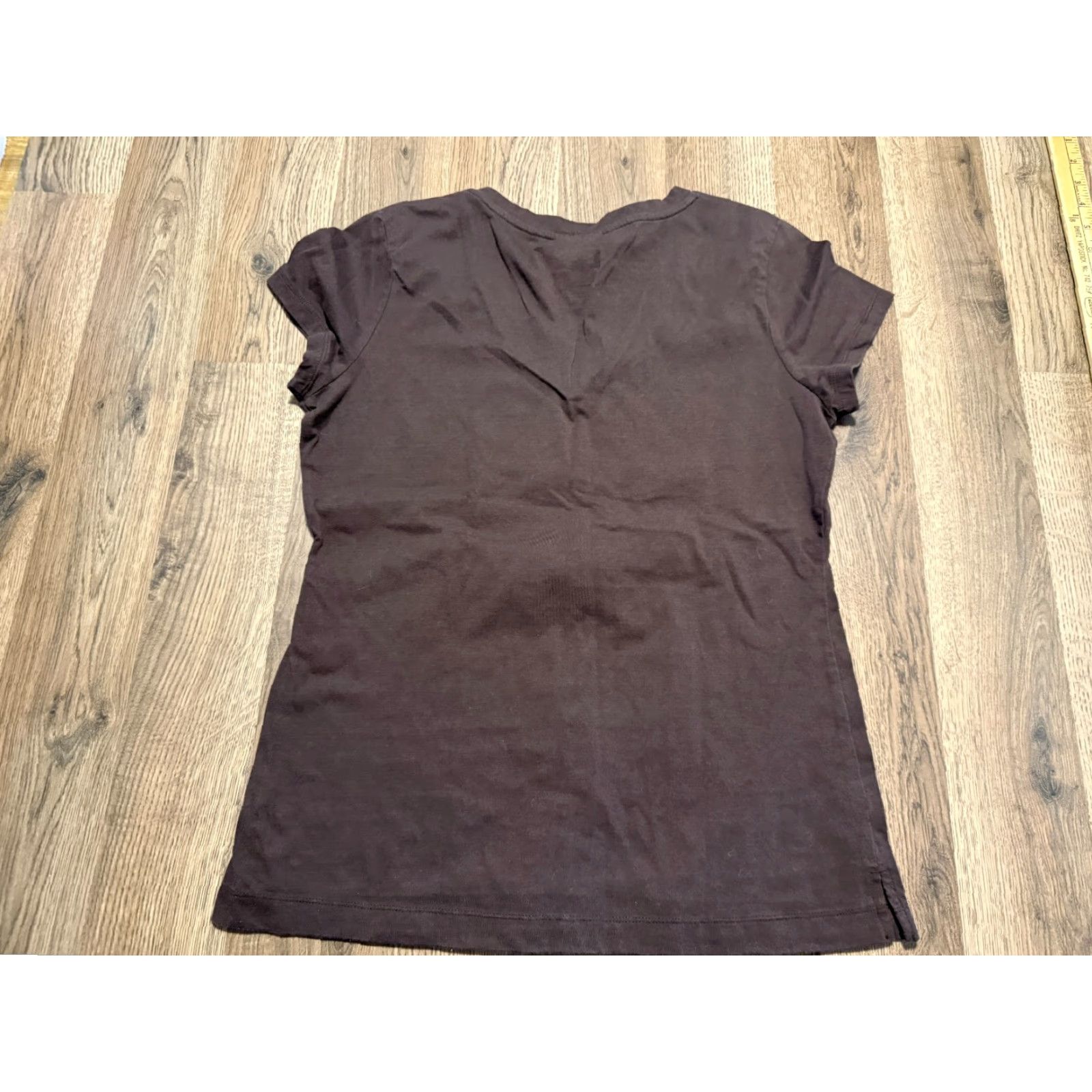 Vintage Danskin Shirts Women's Large Brown Short Sleeve V-Neck Lightweight Casual Size L / US 10 / IT 46 - 2 Thumbnail