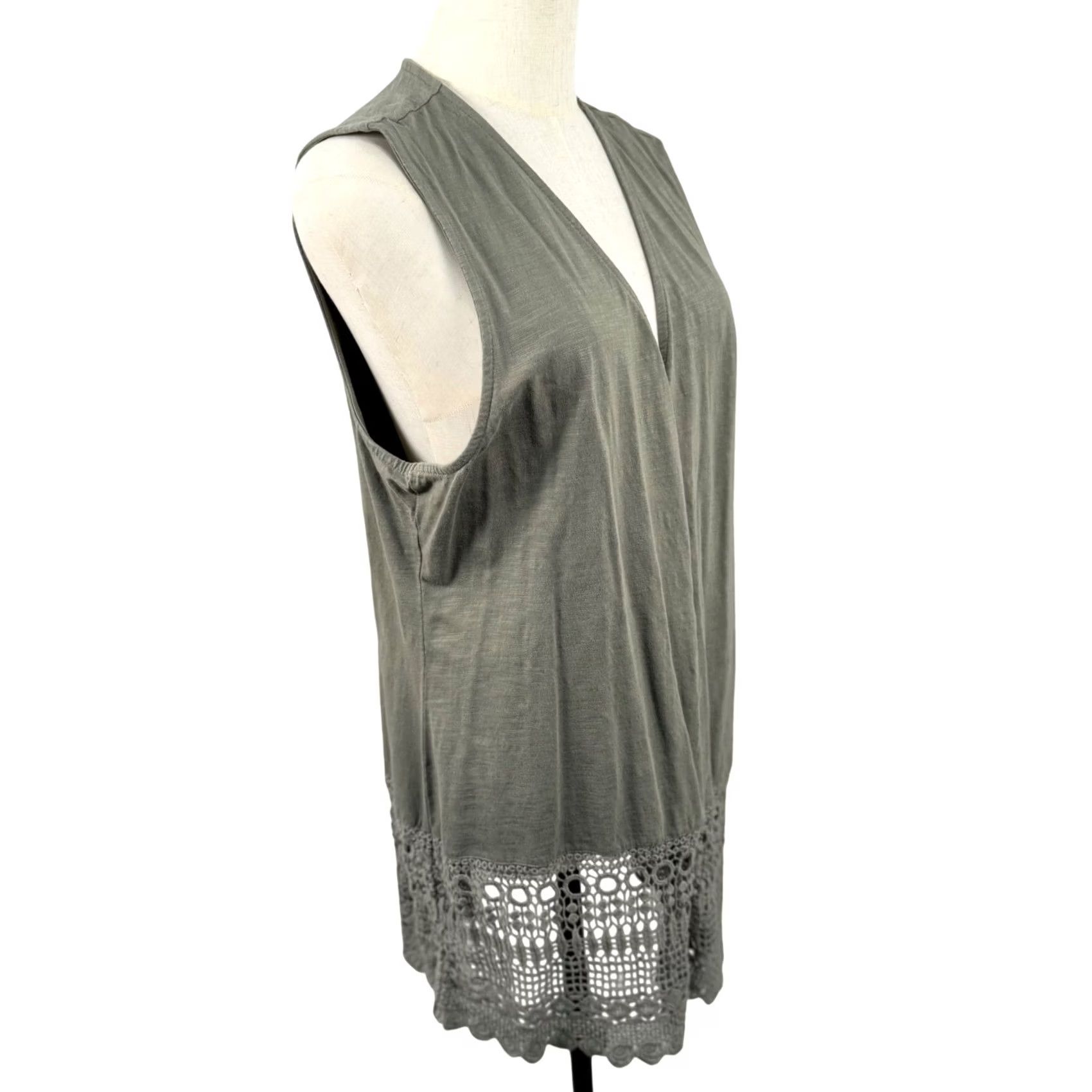 Vintage Chico Georgianna Easywear Vest 2 L Cotton Crochet Lace Hem Boho Slub Cottagecore Size L / US 10 / IT 46 - 3 Thumbnail
