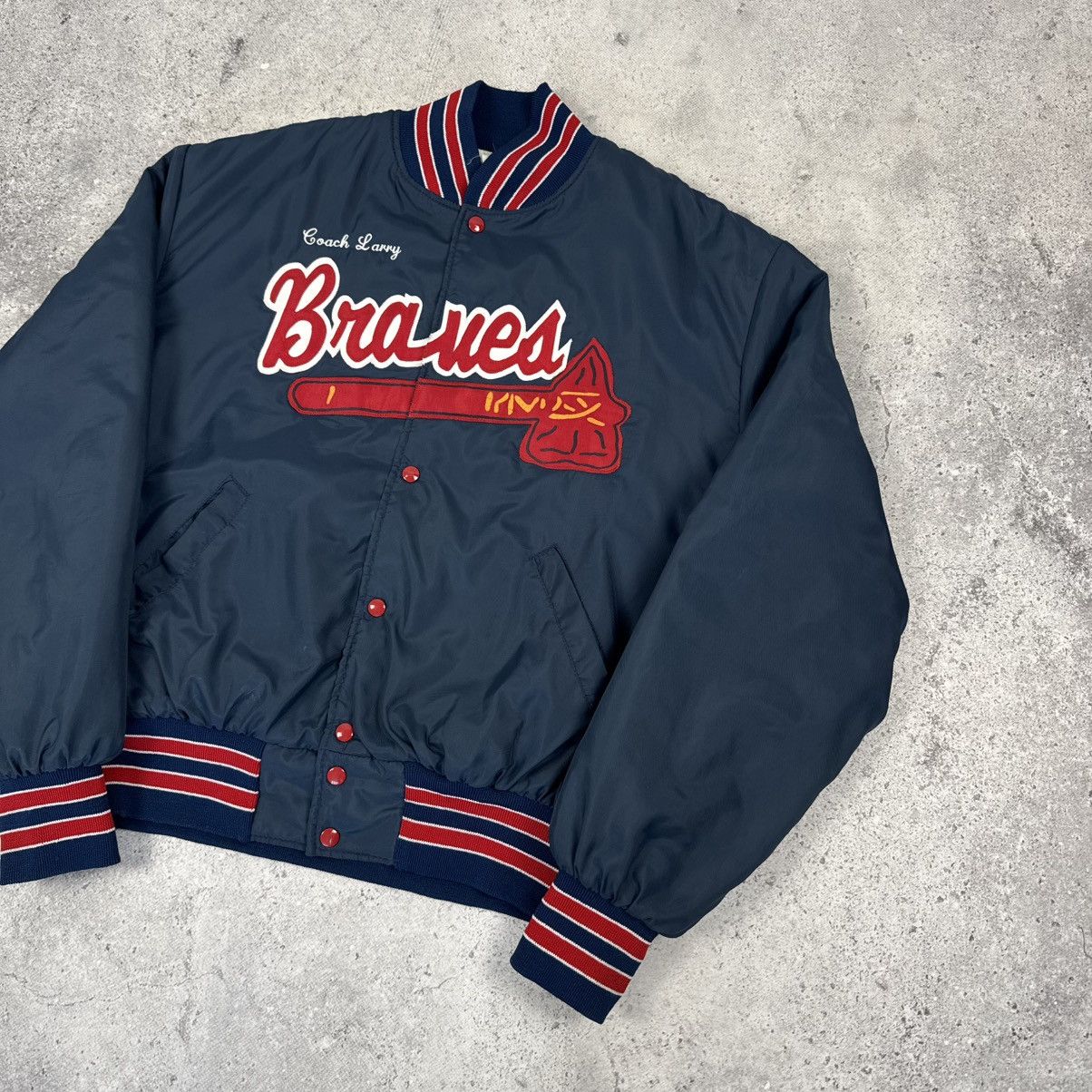 Holloway × Starter × Vintage Vintage 80s Holloway Atlanta Braves Varsity Bomber Jacket Size US XL / EU 56 / 4 - 4 Thumbnail