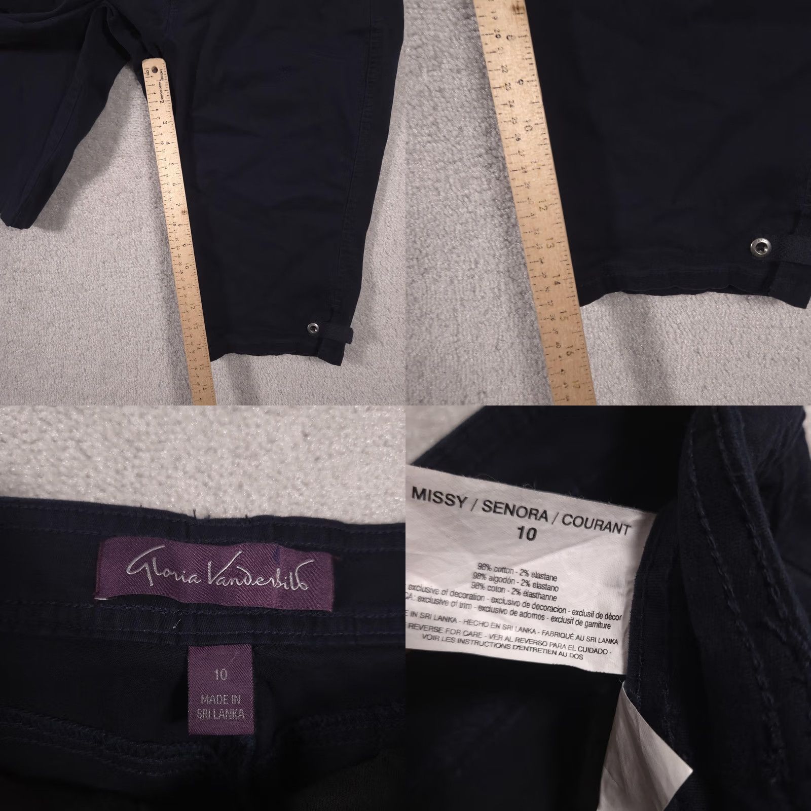 Gloria Vanderbilt Gloria Vanderbilt Capri Pants Womens 10 Blue Twill Stretch Zip Fly Casual Size 32" / US 10 / IT 46 - 8 Thumbnail