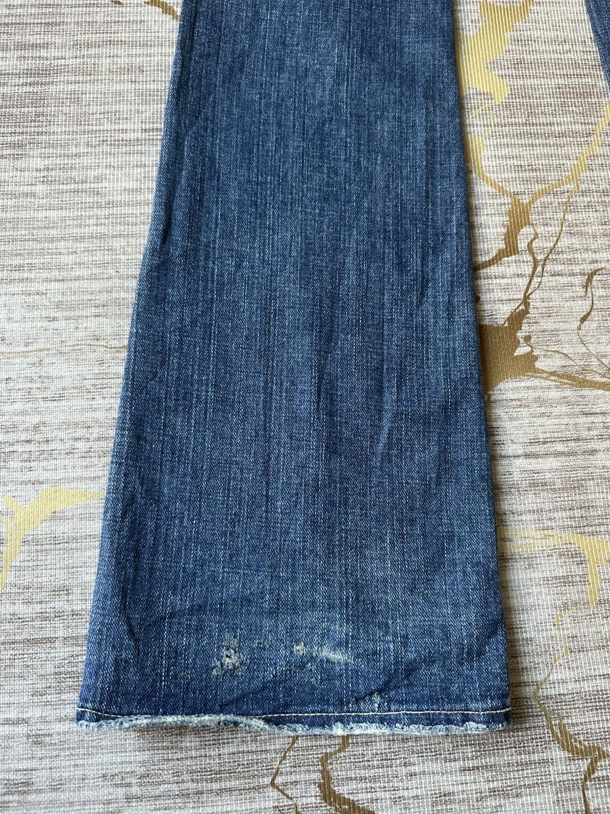 Japanese Brand FLARE Blue Cult Fatigue Jeans Size 28" / US 6 / IT 42 - 12 Thumbnail