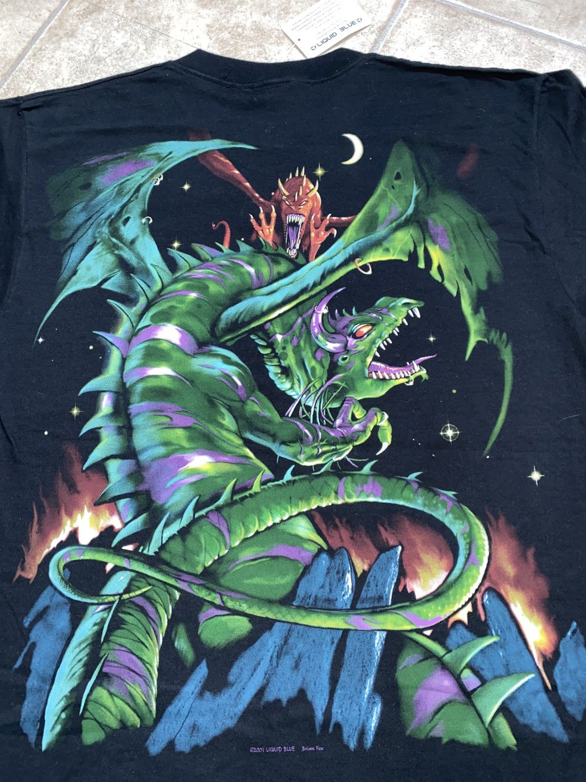 Japanese Brand × Liquid Blue × Vintage Liquid Blue Rare 90s tee Green Dragon 2side Print Size US L / EU 52-54 / 3 - 8 Thumbnail
