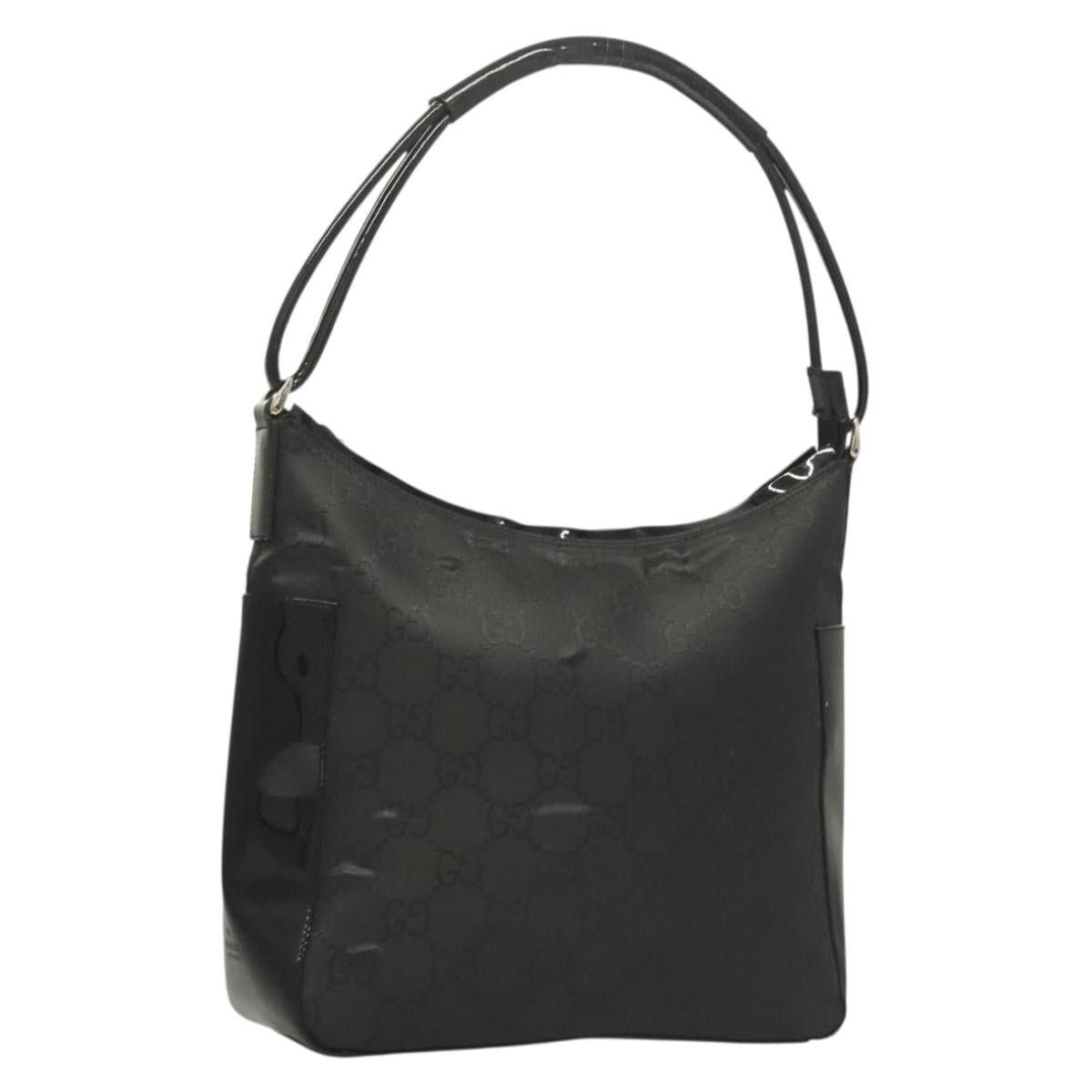 GUCCI GG Canvas Shoulder Bag Nylon Outlet Black Silver