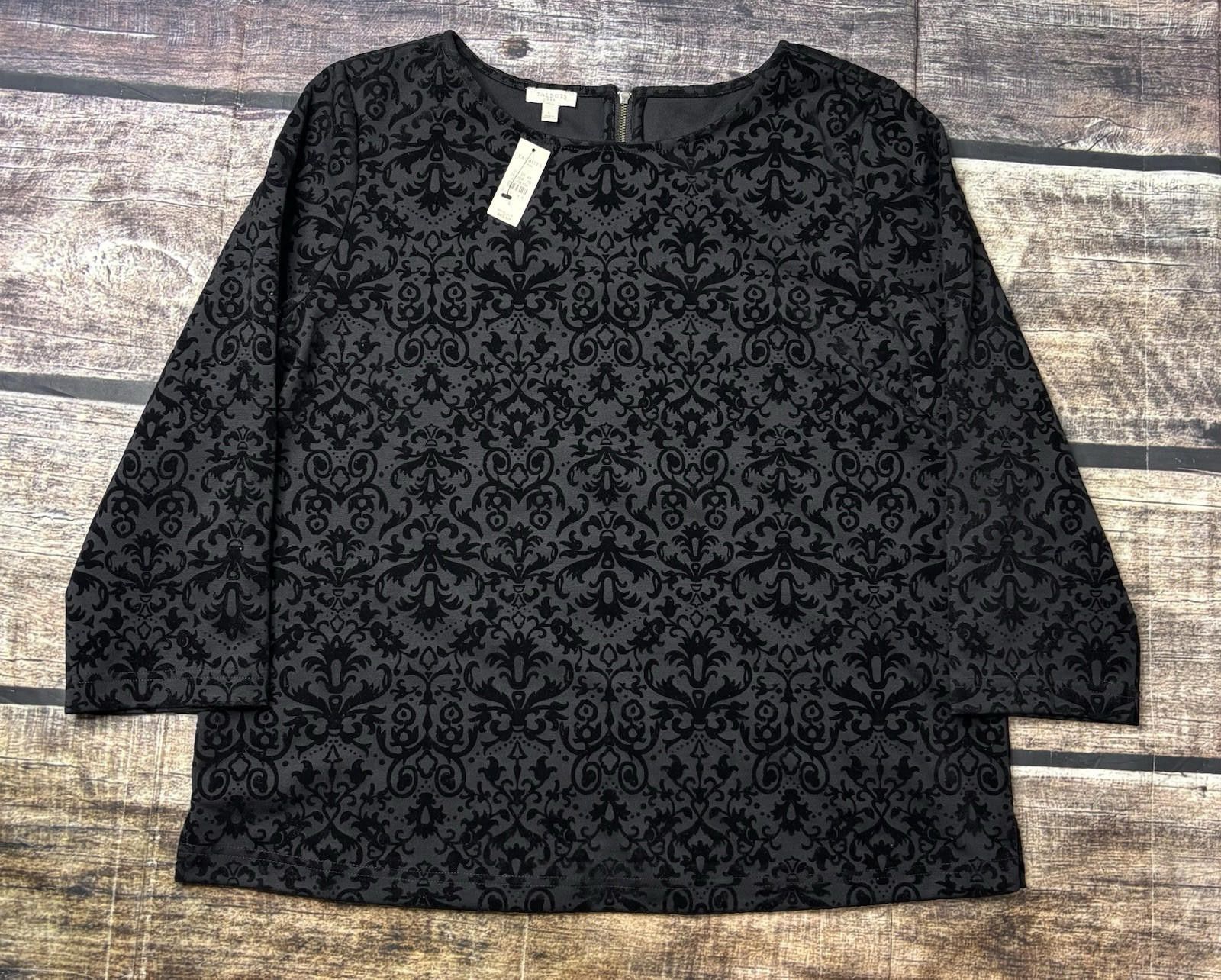 Talbots Talbots Top Women's Large Black Velvet Burnout Formal Size L / US 10 / IT 46 - 1 Thumbnail