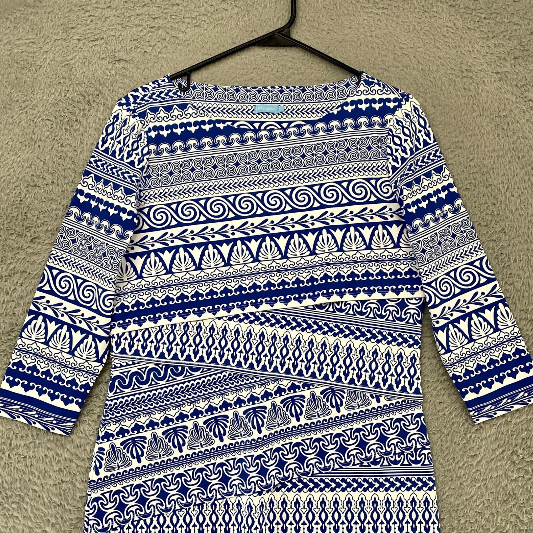 J.McLaughlin J. McLaughlin Dress Womens M Catalina Cloth Geometric 3/4 Sleeve Stretch Shift Size M / US 6-8 / IT 42-44 - 3 Thumbnail