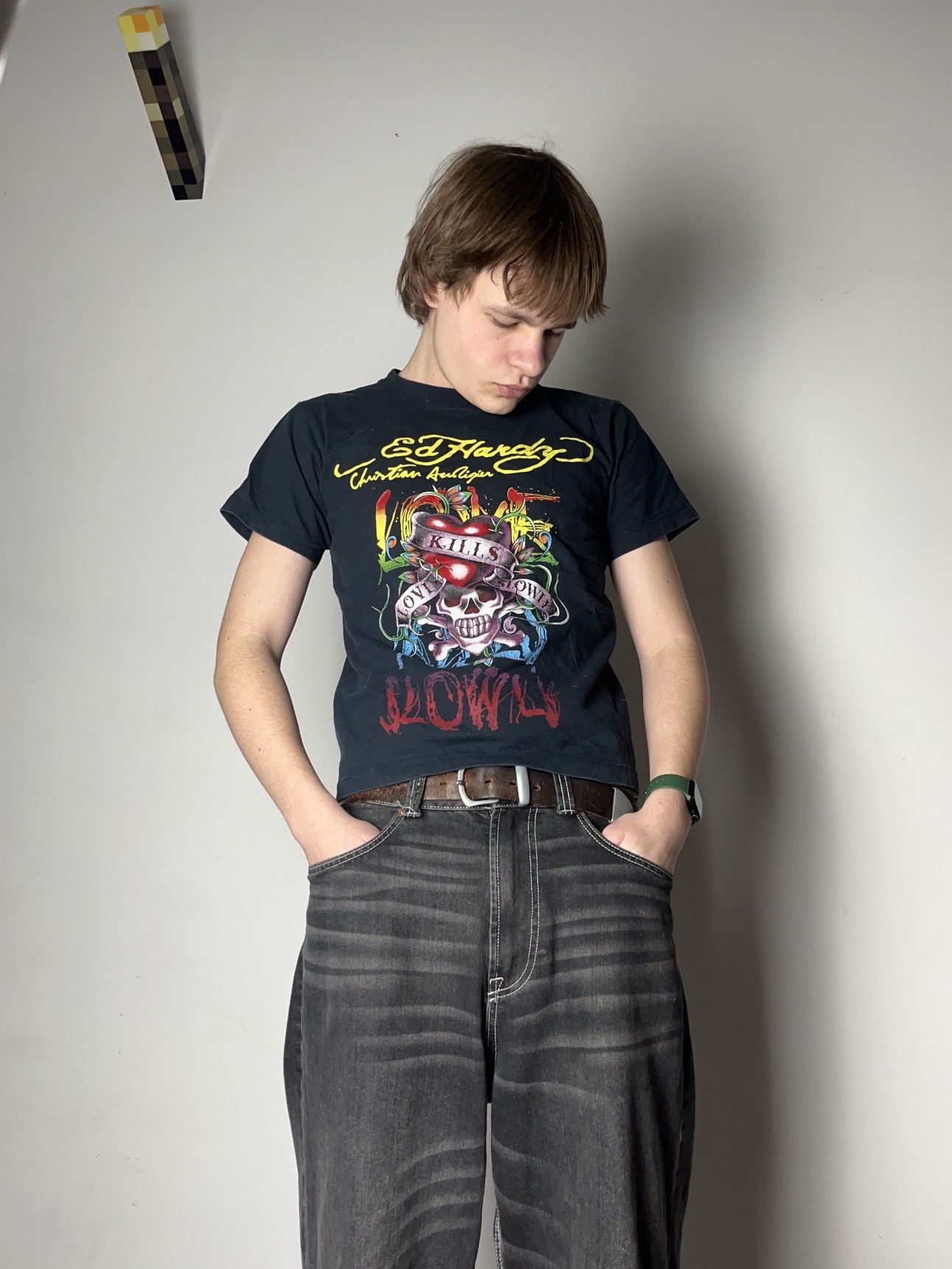 Ed Hardy 🔥00’S ED HARDY CROPPED BOXY FULL PRINTED T SHIRT 00’S TEE Size US M / EU 48-50 / 2 - 10 Thumbnail