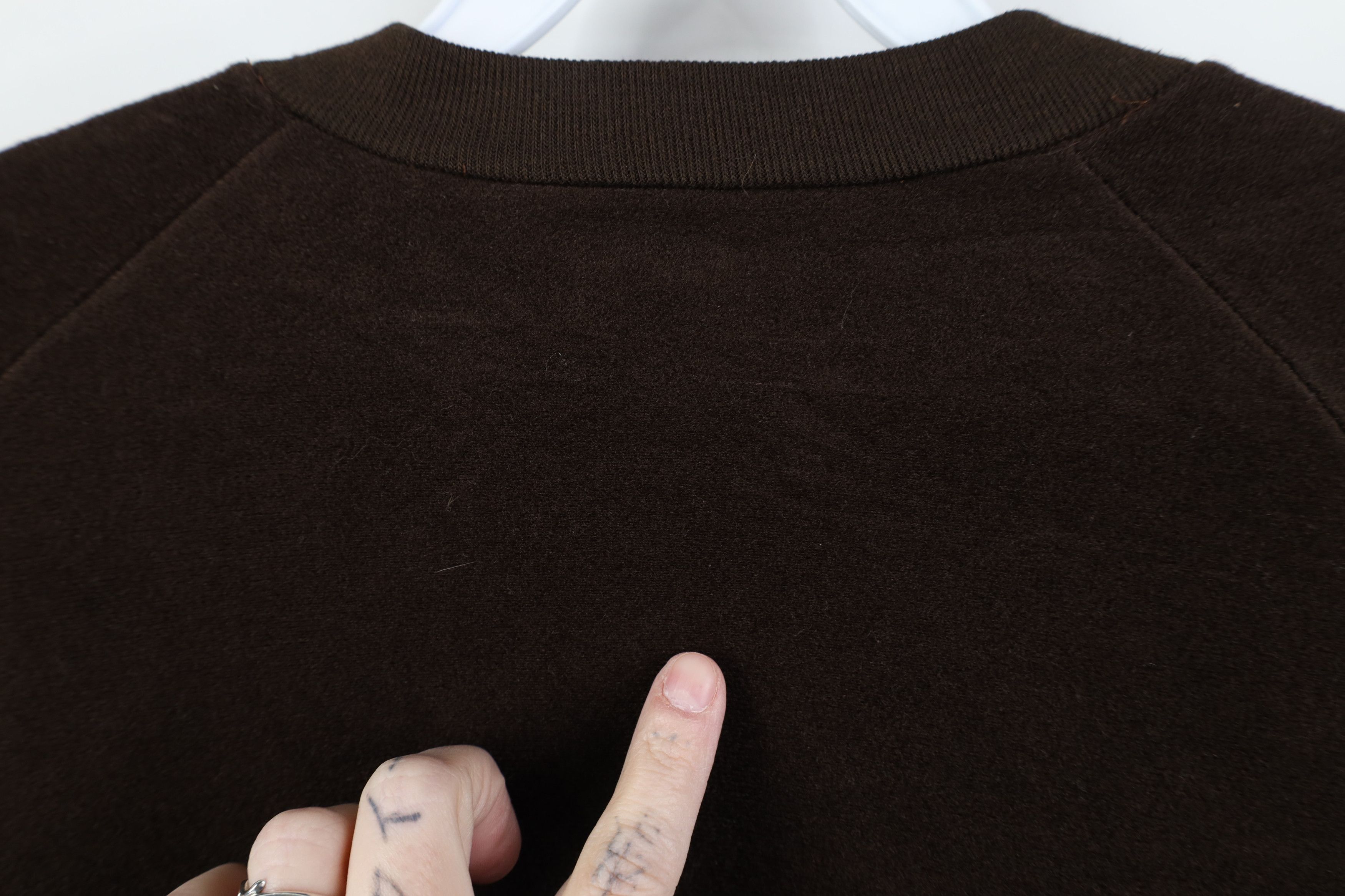 Lee Vintage 70s Lee Blank Velour Fleece V-Neck Sweater Brown USA Size US M / EU 48-50 / 2 - 10 Thumbnail