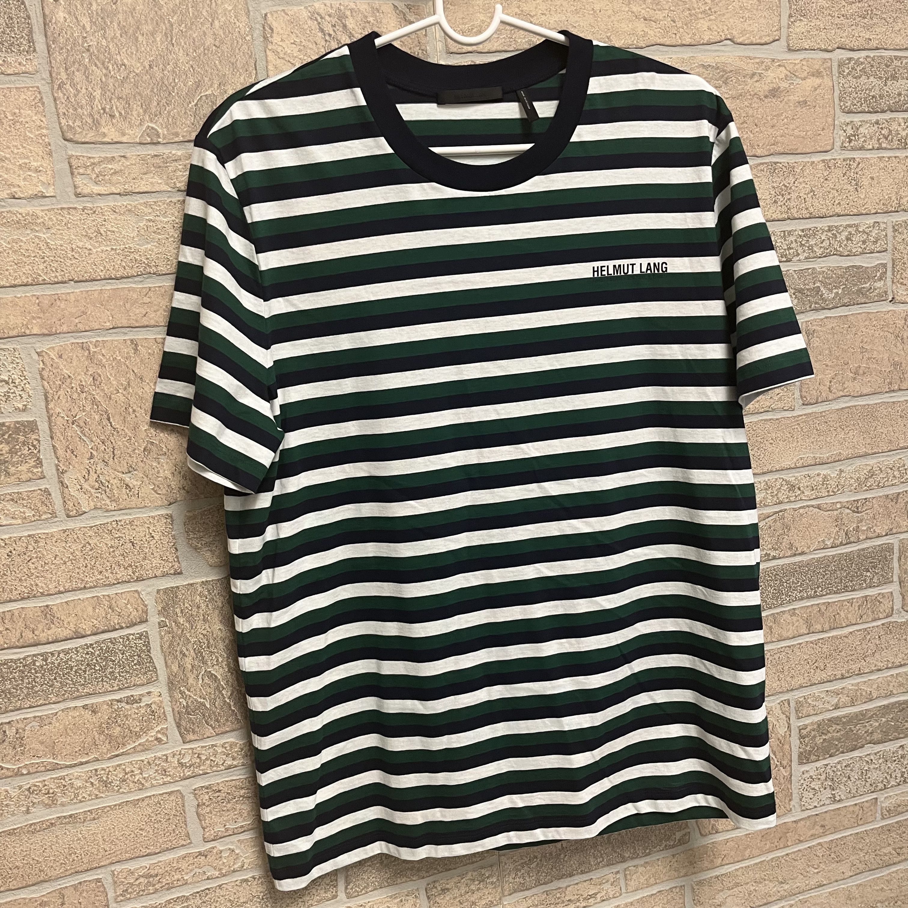 Helmut Lang Cotton Striped T Shirt Green Navy White Men's M