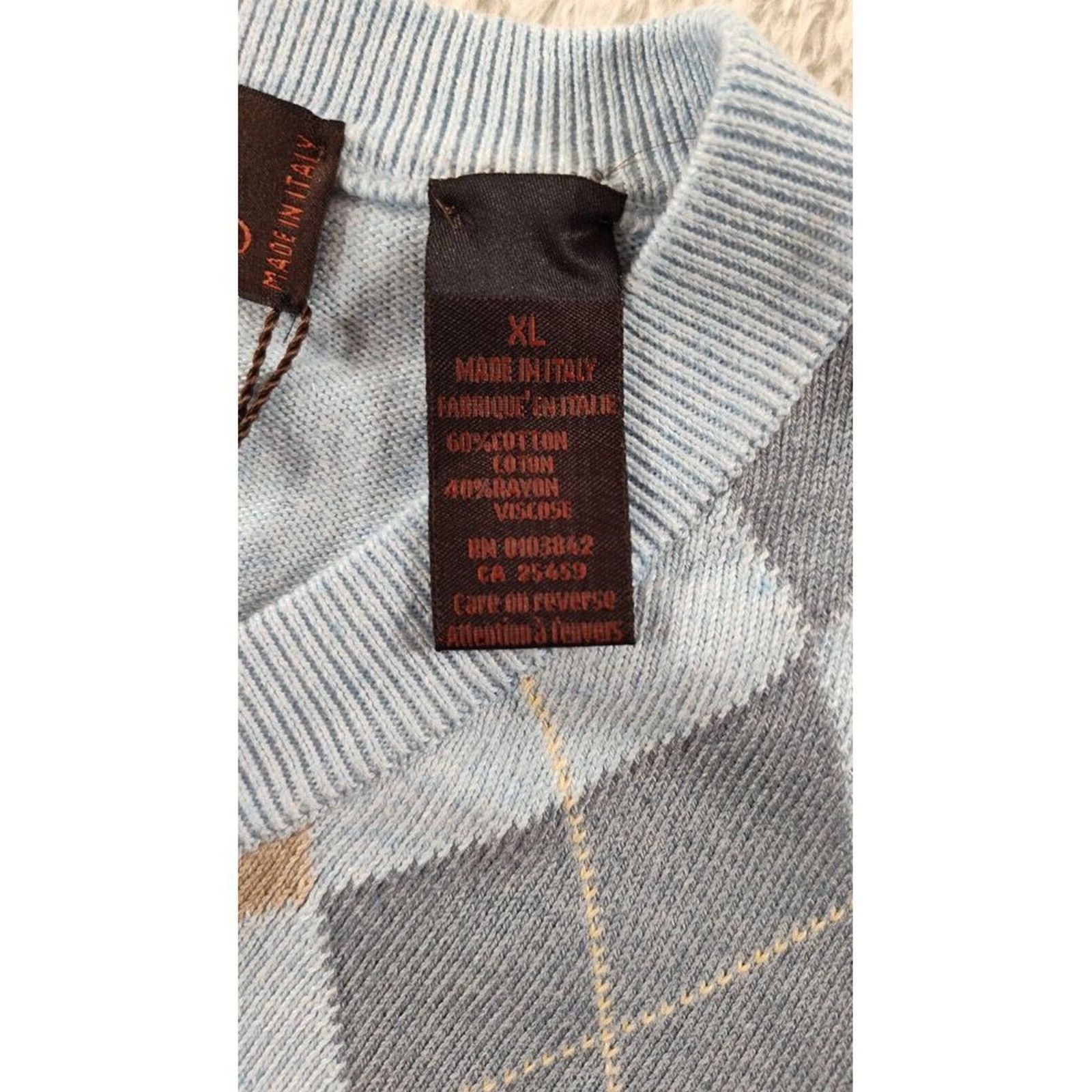 Toscano Toscano Mens Sweater Argyle Diamond XL Made In Italy Size US XL / EU 56 / 4 - 8 Thumbnail