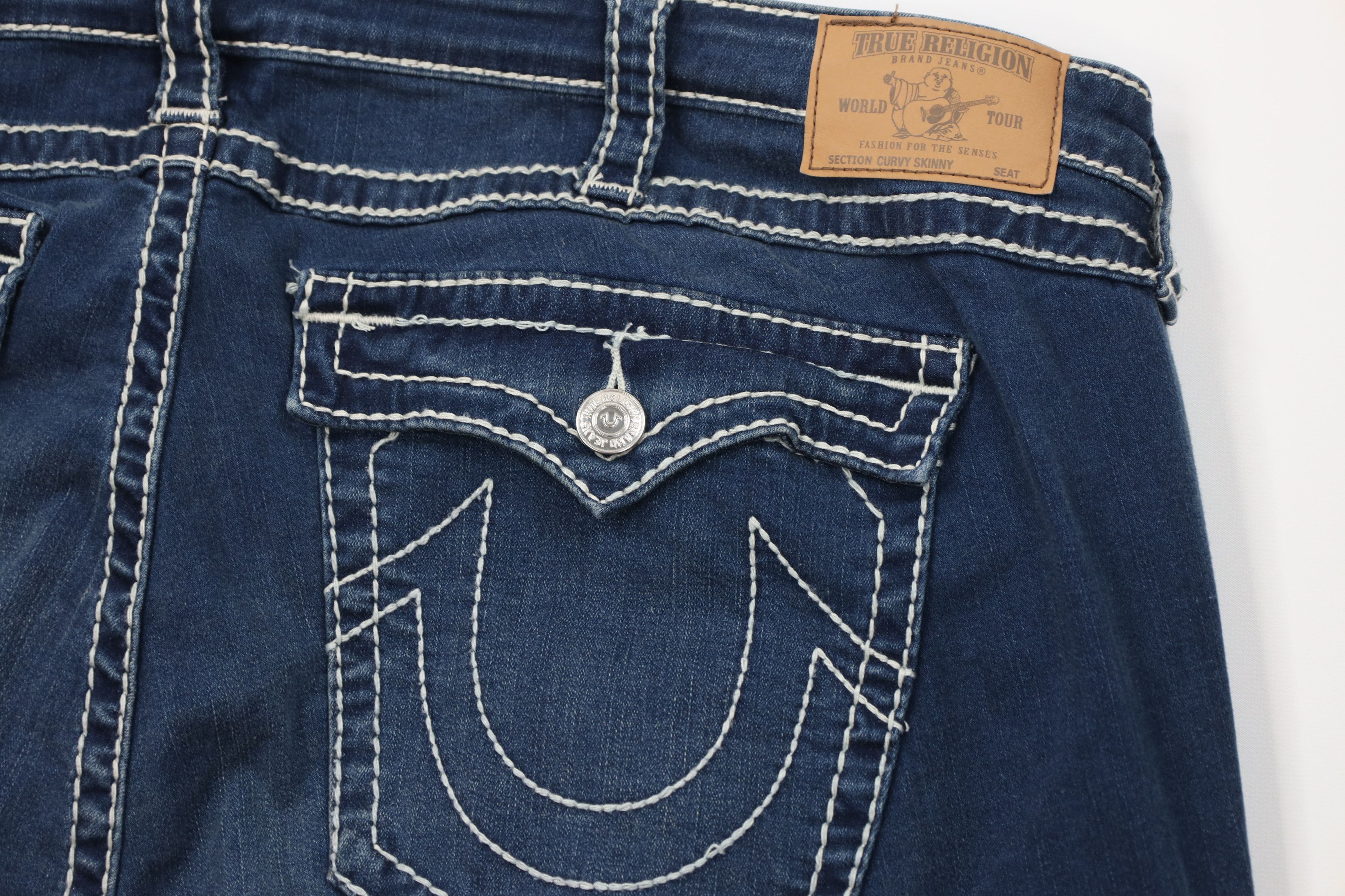 True Religion New True Religion Stitch Curvy Skinny Flap Big T Denim Jeans Size 34" / US 12 / IT 48 - 13 Thumbnail