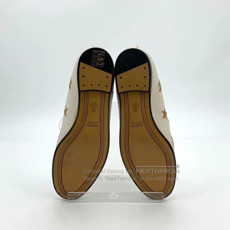 Gucci Gucci Beige five-pointed star bee embroidered horse buckle Size US 4.5 / IT 34.5 - 5 Thumbnail