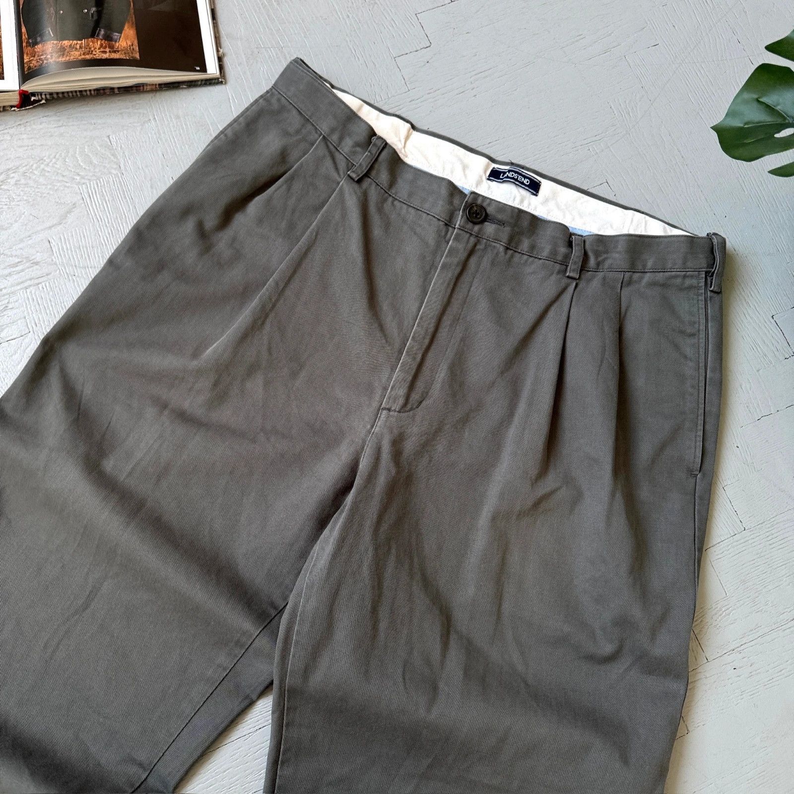 Lands' End Vintage Lands End Preppy Classic Pleated Cotton Chino Pants Size US 36 / EU 52 - 3 Thumbnail