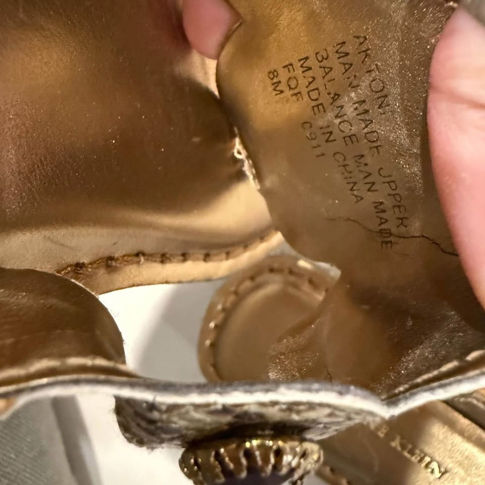 Anne Klein Anne Klein Gold Thong Sandals Womens 8 Embellished Snakeskin Size US 8 / IT 38 - 8 Thumbnail